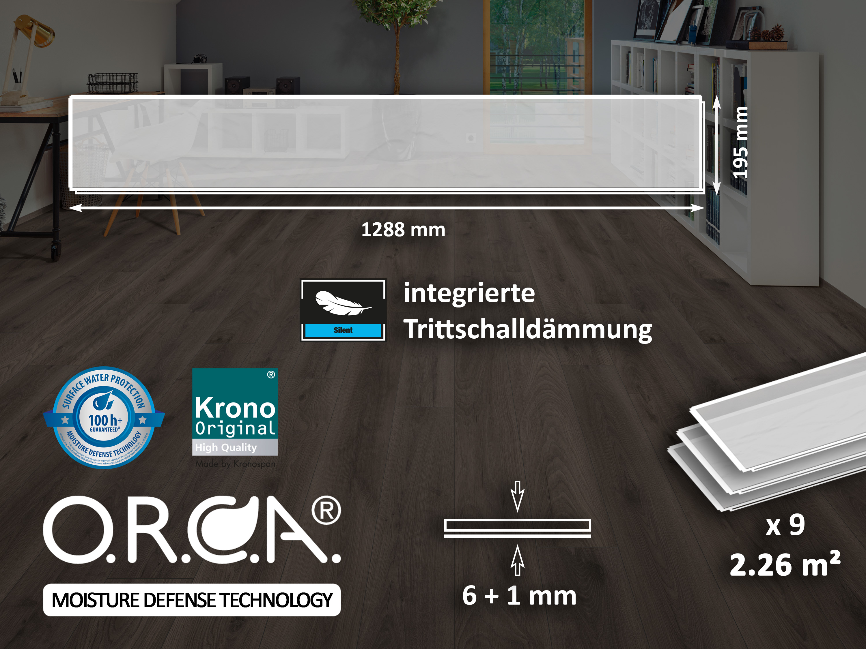 Klick Designboden Ashland Oak K452 Organic Clever Silent 7 mm mit integr. Trittschalldämmung + ORCA Technologie