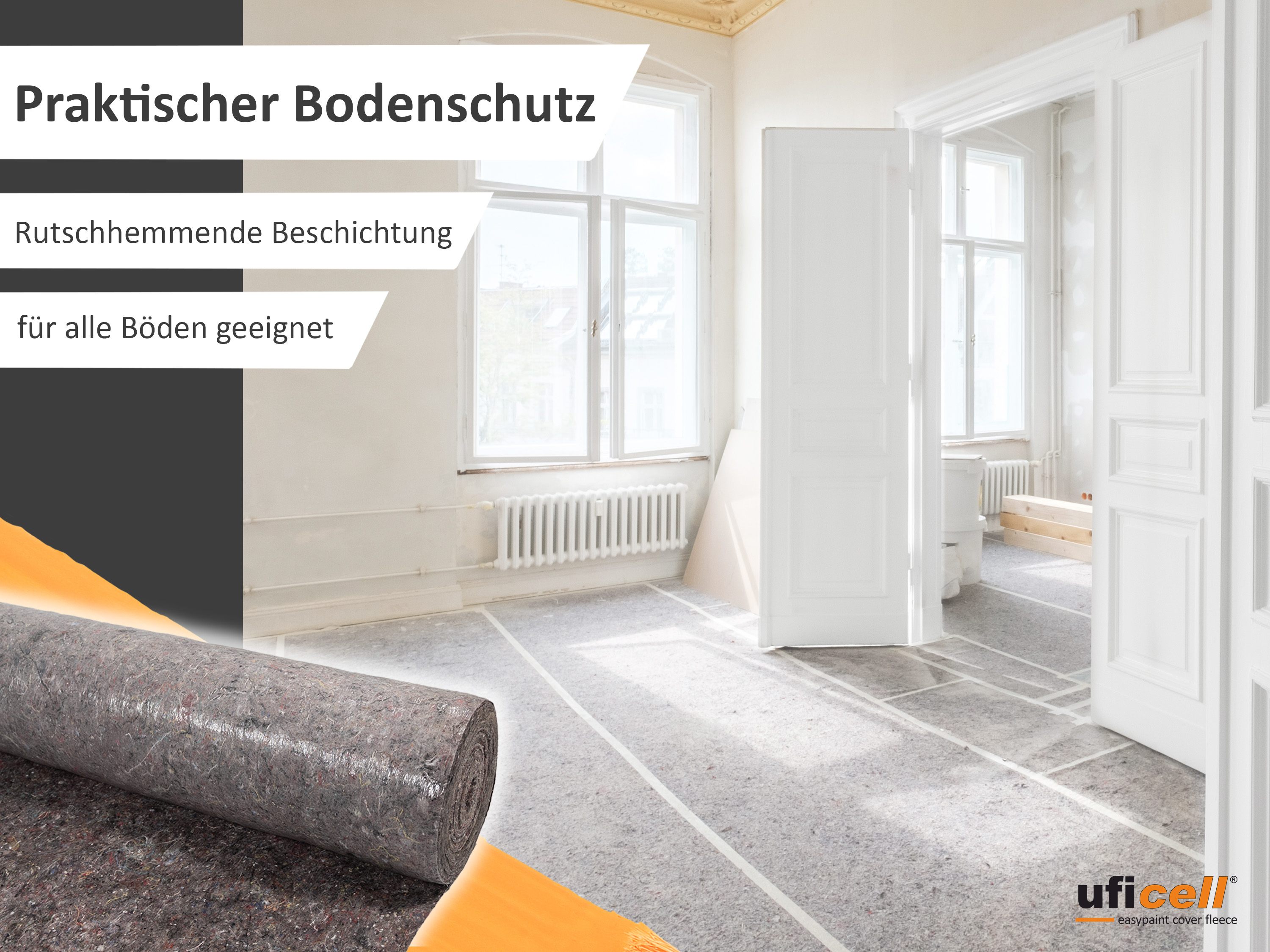 easypaint Malervlies Malerabdeckvlies premium, Schutzvlies, mit PE-Anti-Rutsch-Beschichtung 180g/m²