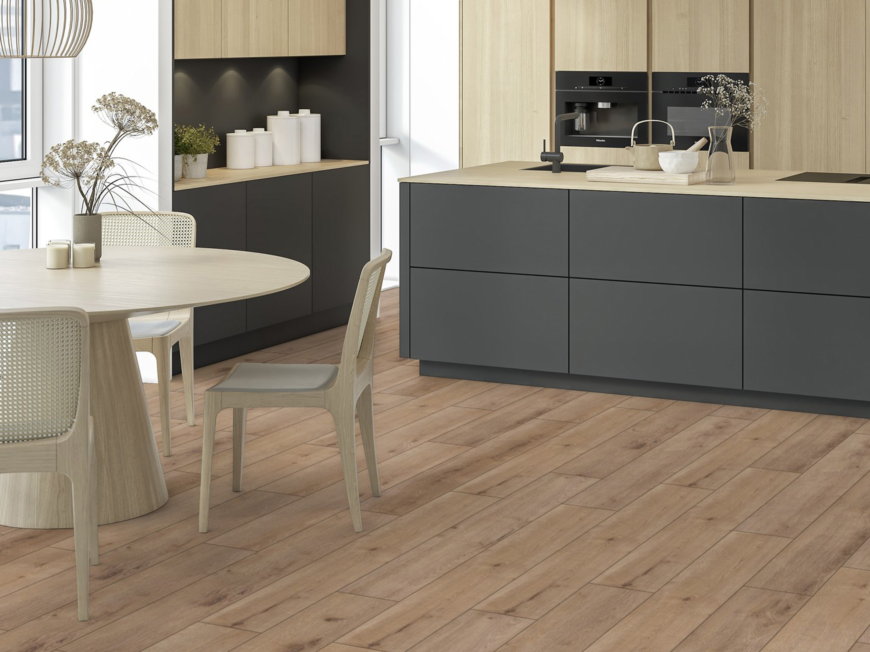 Klick-Designboden Flax River Oak K502 wasserfest mit integr. Trittschalldämmung Organic Flex 7 mm