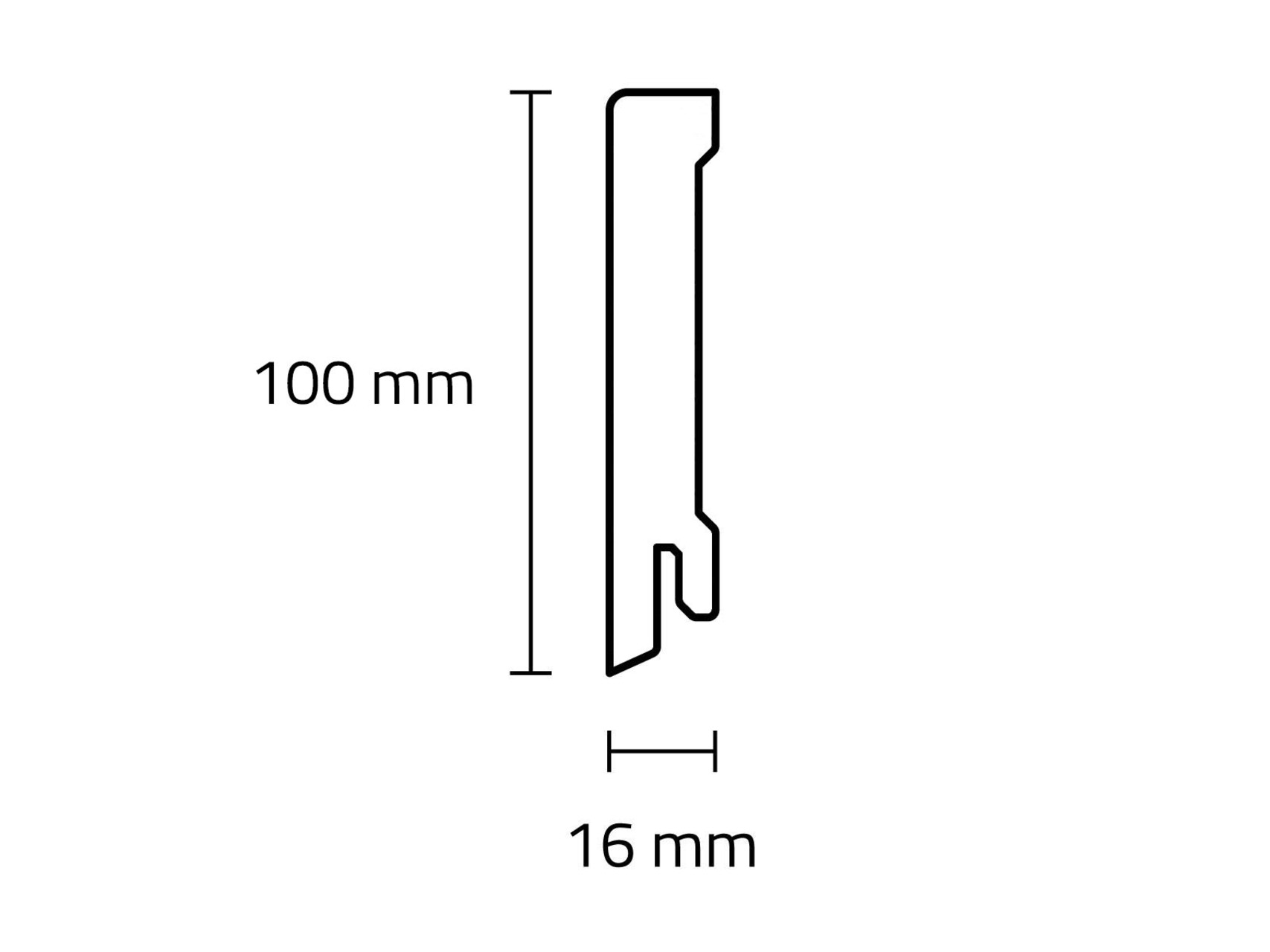 TRECOR® CUBE Sockelleiste, Fußleiste 16 x 100 mm in Weiß RAL 9016 - CLIPSTAR Fräsung