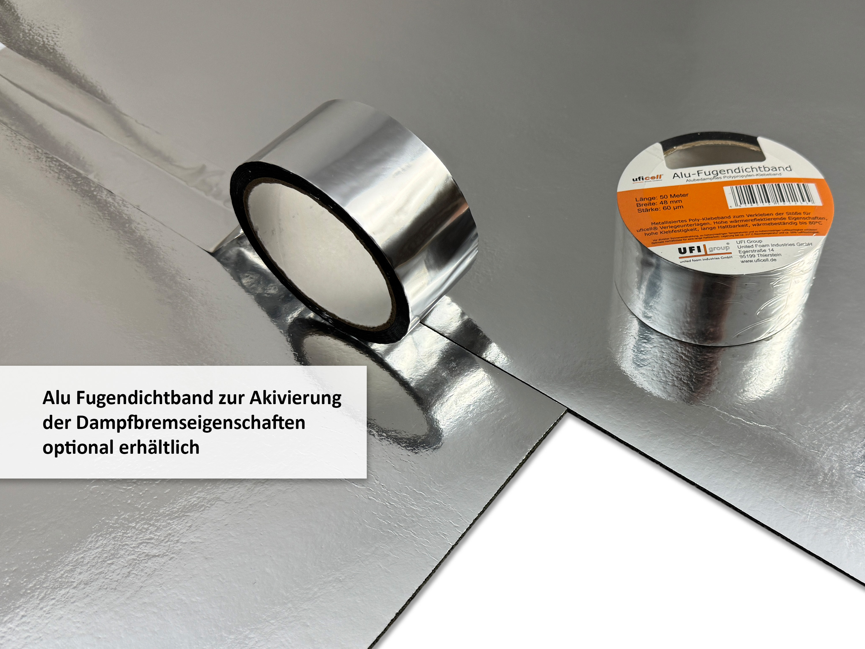 uficell® VINOSOUND RIGID ALU premium Vinylunterlage Trittschallmatte für Rigid/SPC Vinylboden