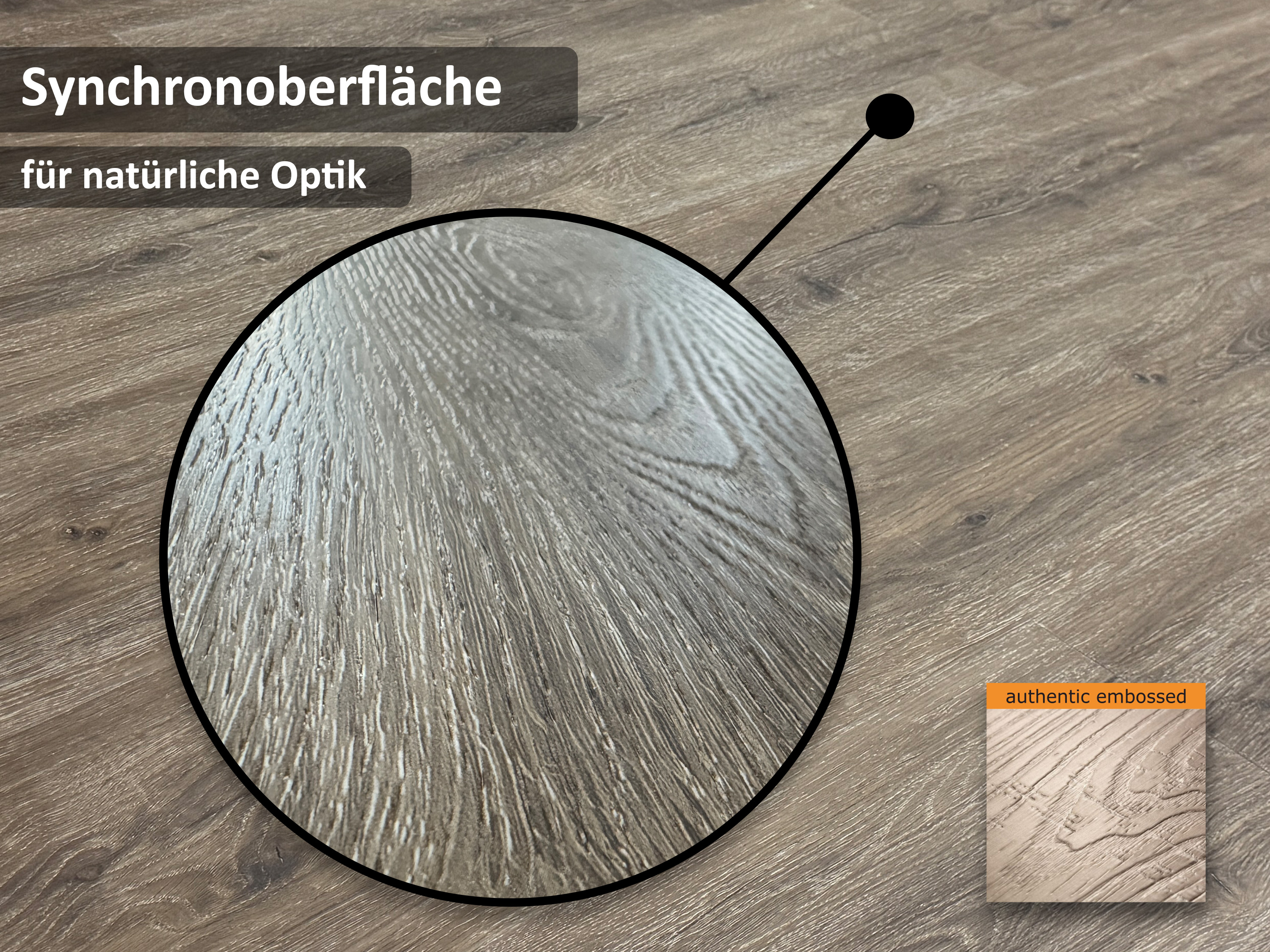 TRECOR® SPC / RIGID Klick Vinylboden Eiche Premium Braun Landhausdiele - 5 mm - Synchronoberfläche - 5G Klick