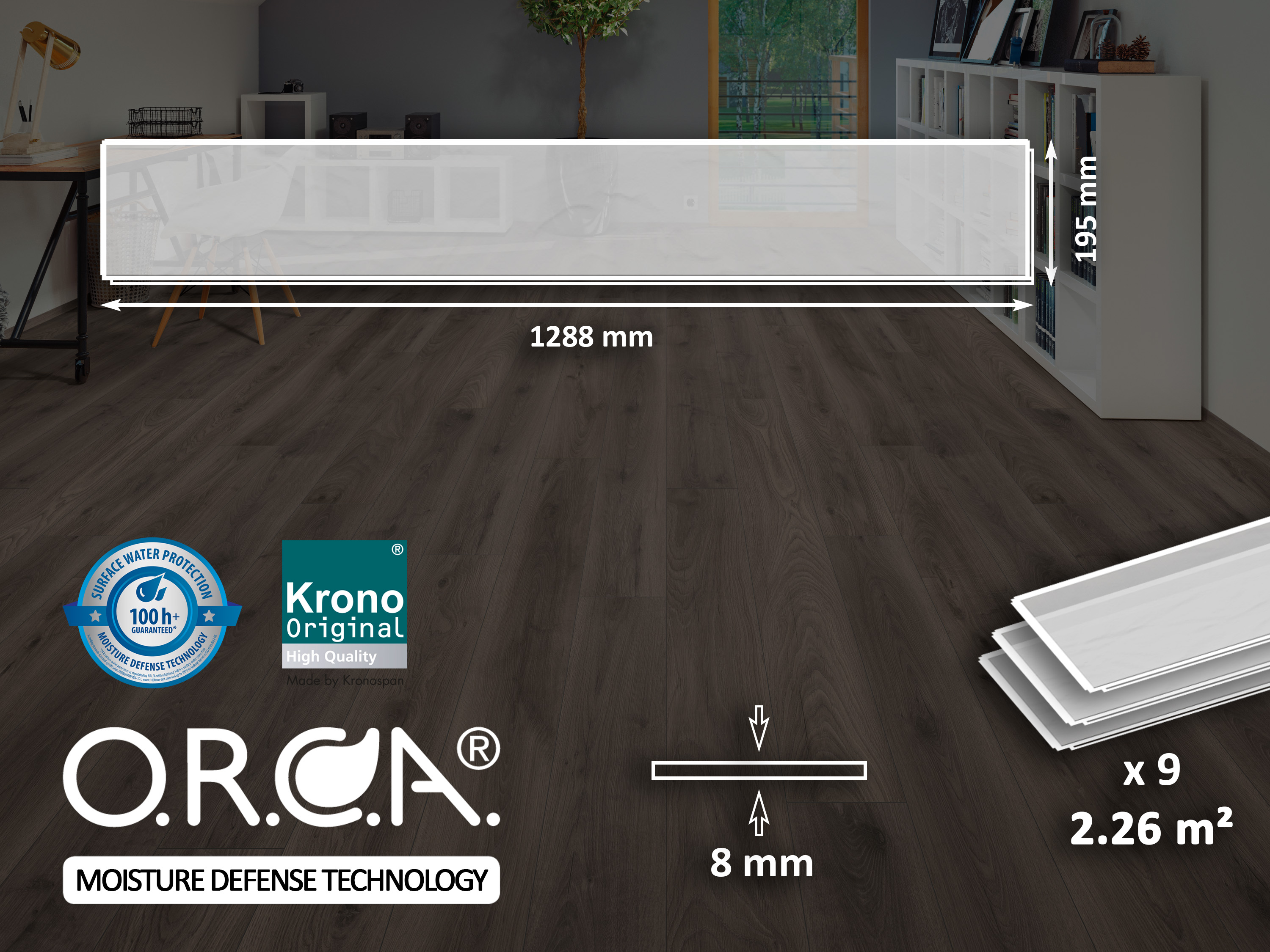 Klick-Designboden Espresso Carpenter Oak K479 Organic Classic 8 mm, mit O.R.C.A Technologie