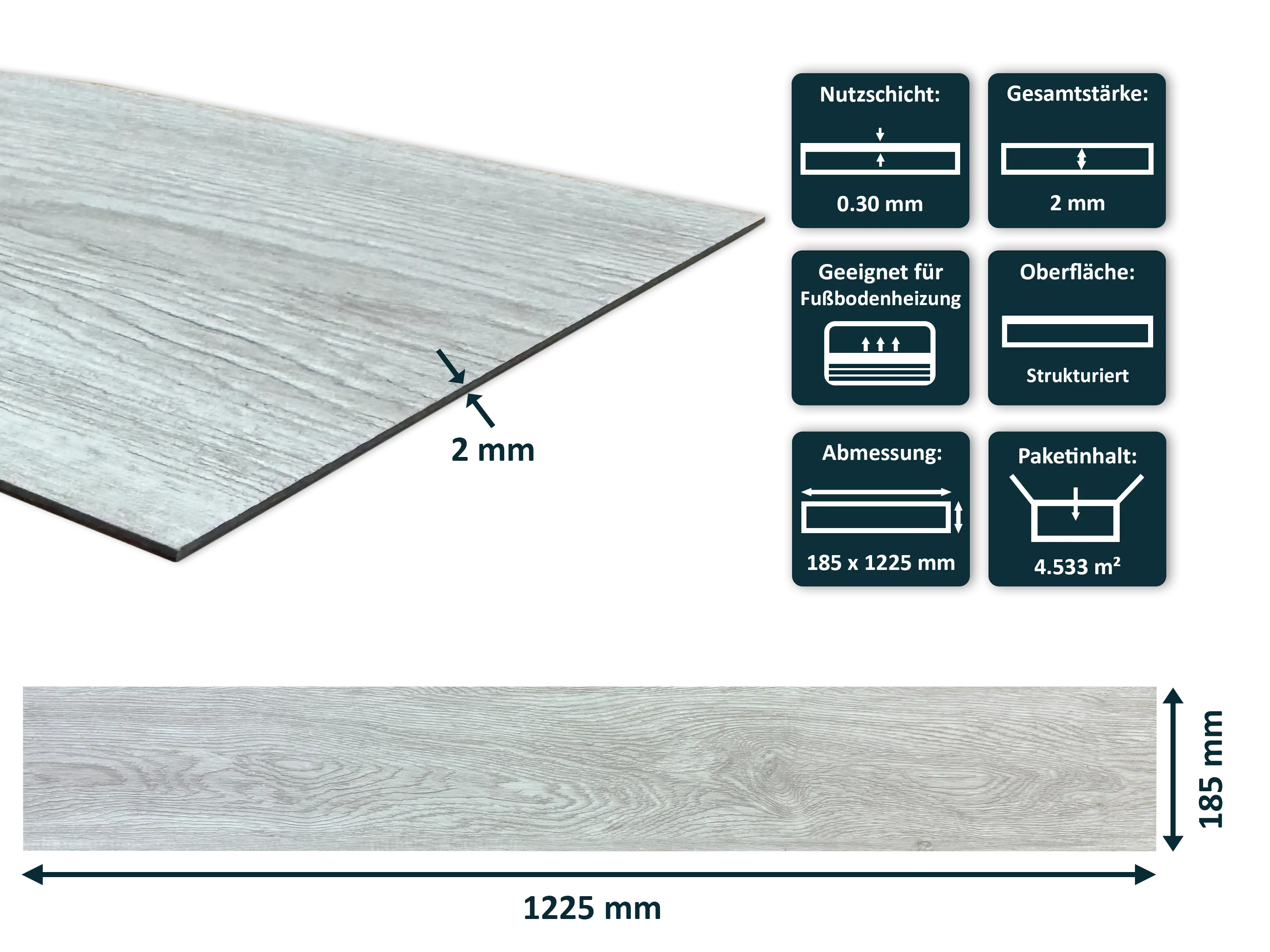 TRECOR® LVT Dryback Klebe Vinylboden Trend Oak White Landhausdiele - 2 mm starker Designboden