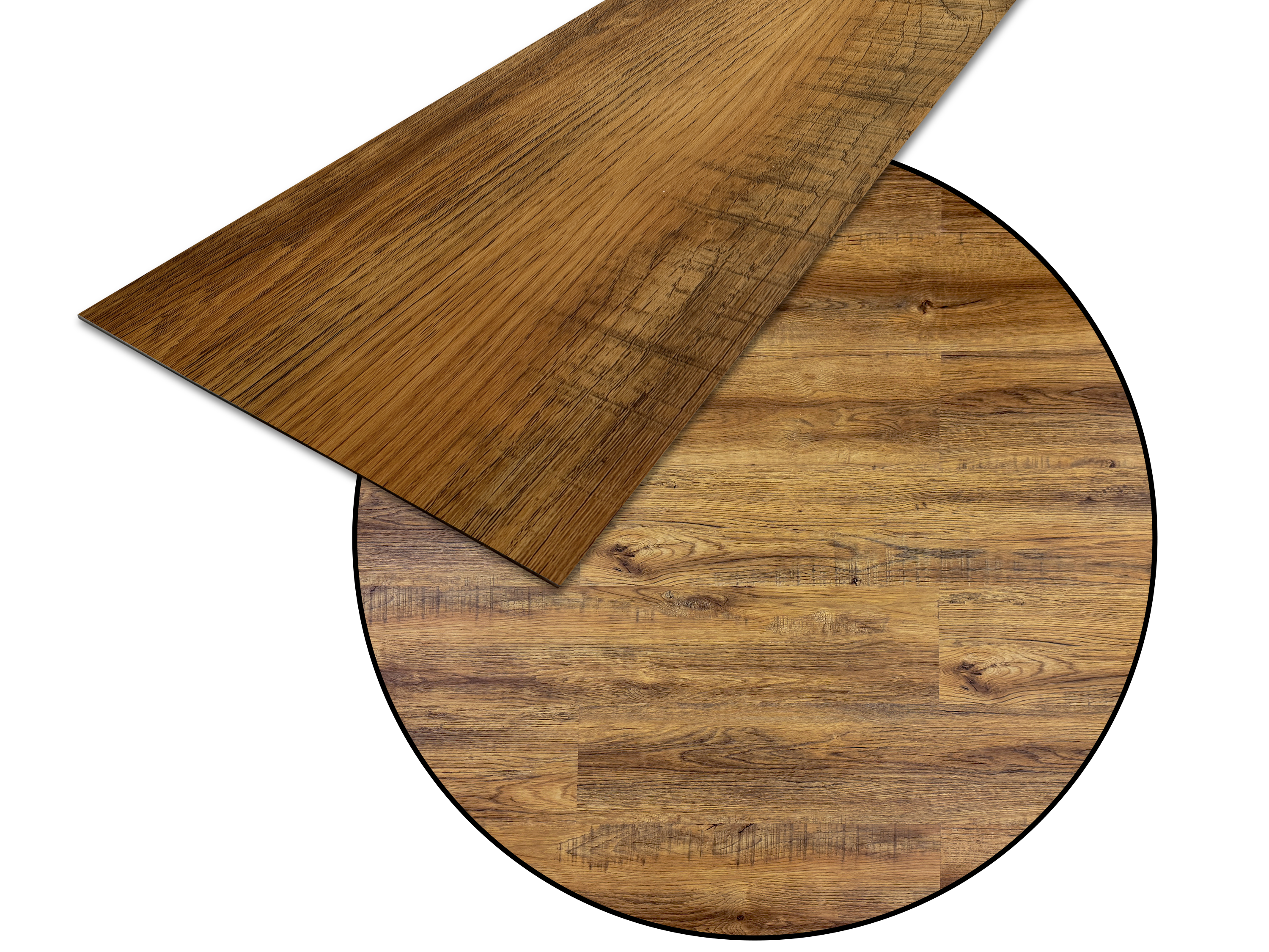 TRECOR® LVT Dryback Klebe-Vinylboden Eiche Rustikal Dunkel Landhausdiele – wasserfest, 2 mm stark, 0,3 mm Nutzschicht