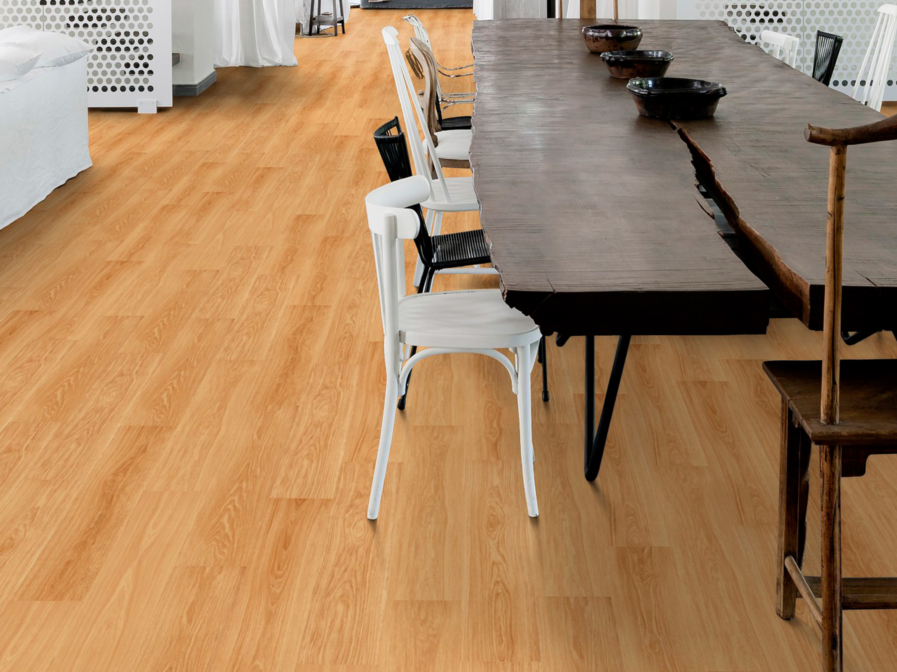 Kork Designboden Wood Basic - Haven Oak Gold, digitalbedrucktes Korkfurnier