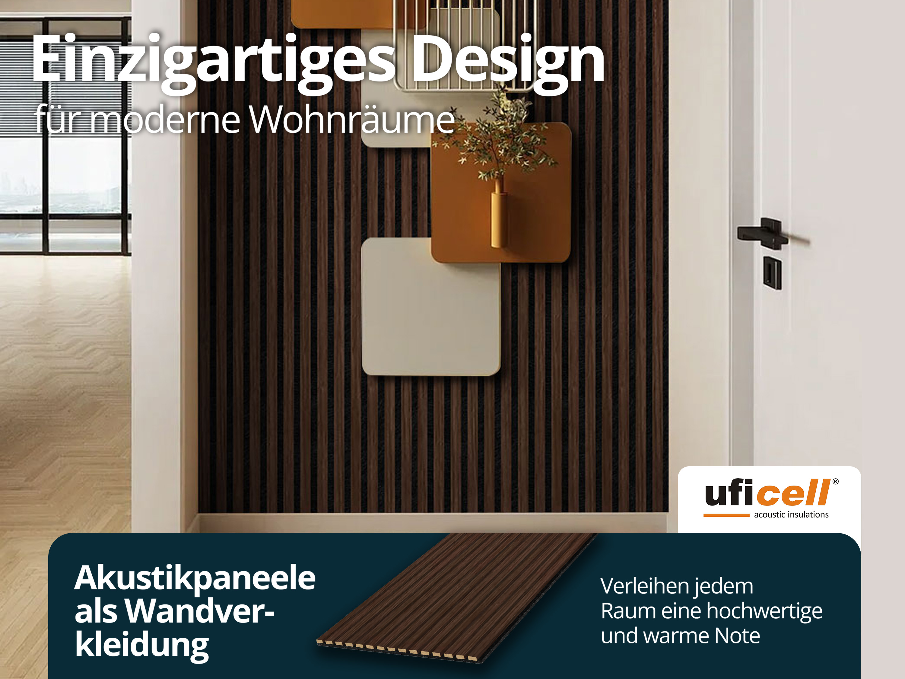 Akustikpaneele Wandpaneele Echtholz Lamellen Wandverkleidung - Eiche geräuchert zur Schalldämmung