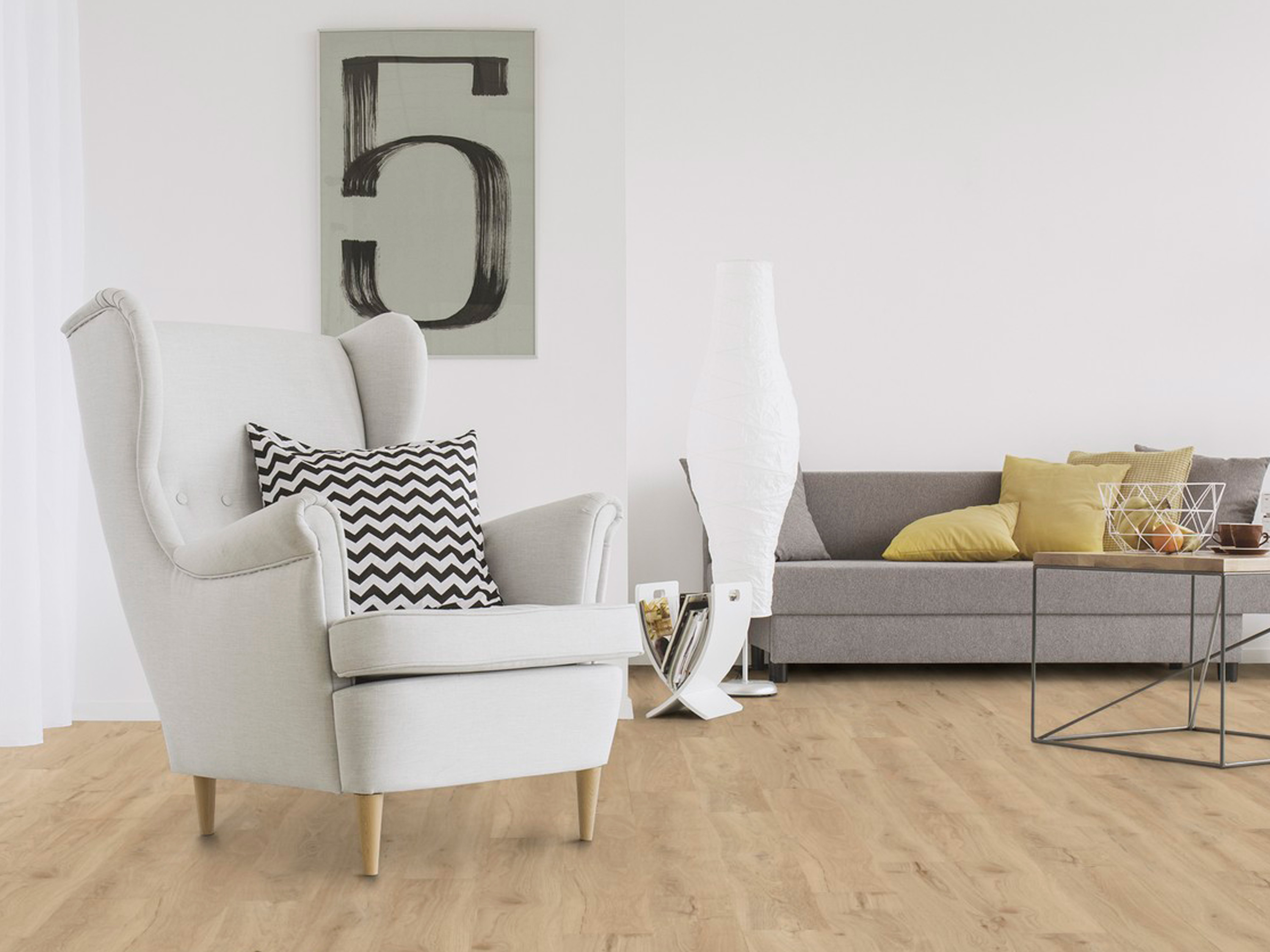 Kork Designboden Wood Basic - Dakota Oak Sand, digitalbedrucktes Korkfurnier