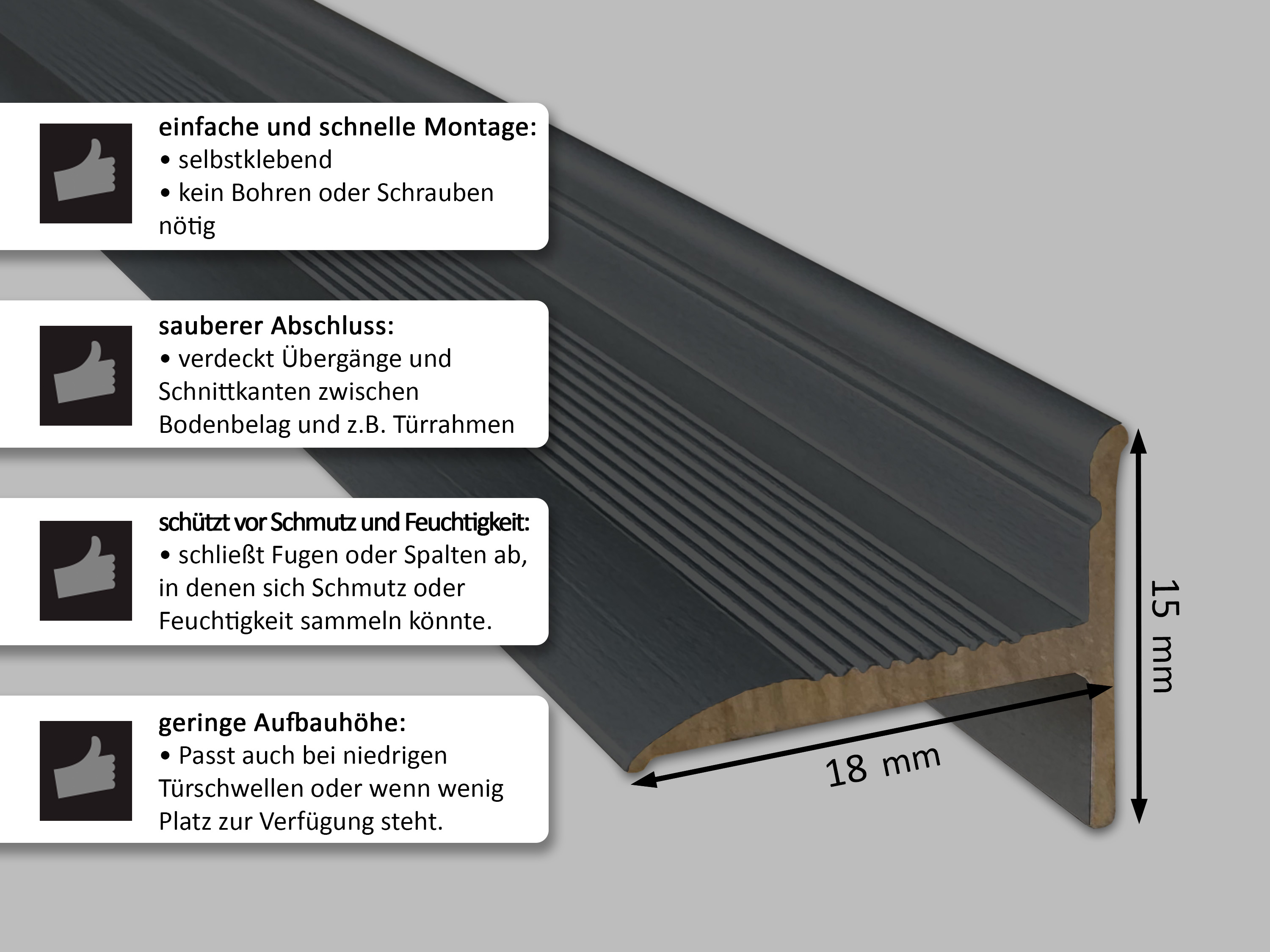 ufitec® Sockelprofil Abschlussprofil Selbstklebend für Balkontüren, Bronze Dunkel