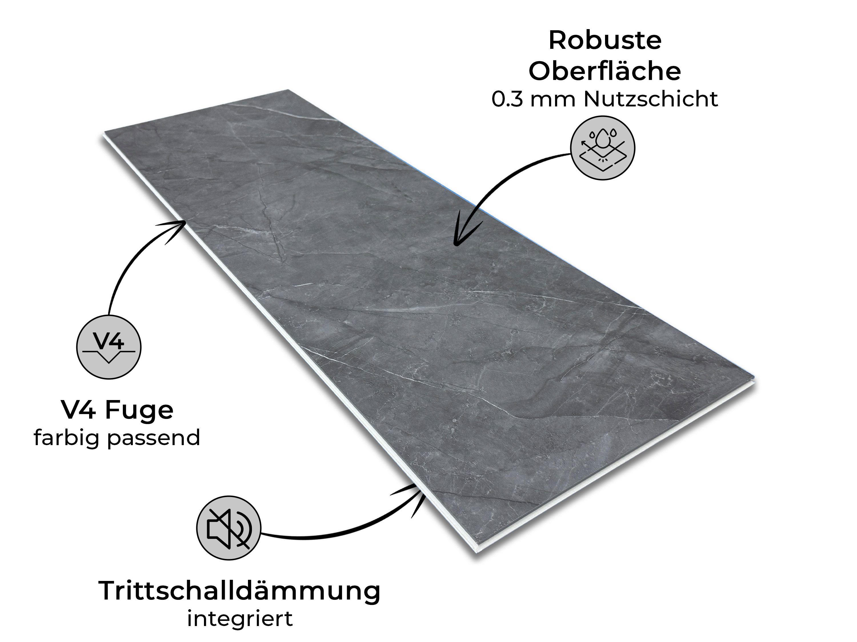 Klick Vinylboden Brooklyn Dark Fliesendekor SPC Klickvinyl 5 mm stark mit Trittschalldämmung - farbige V4 Fuge