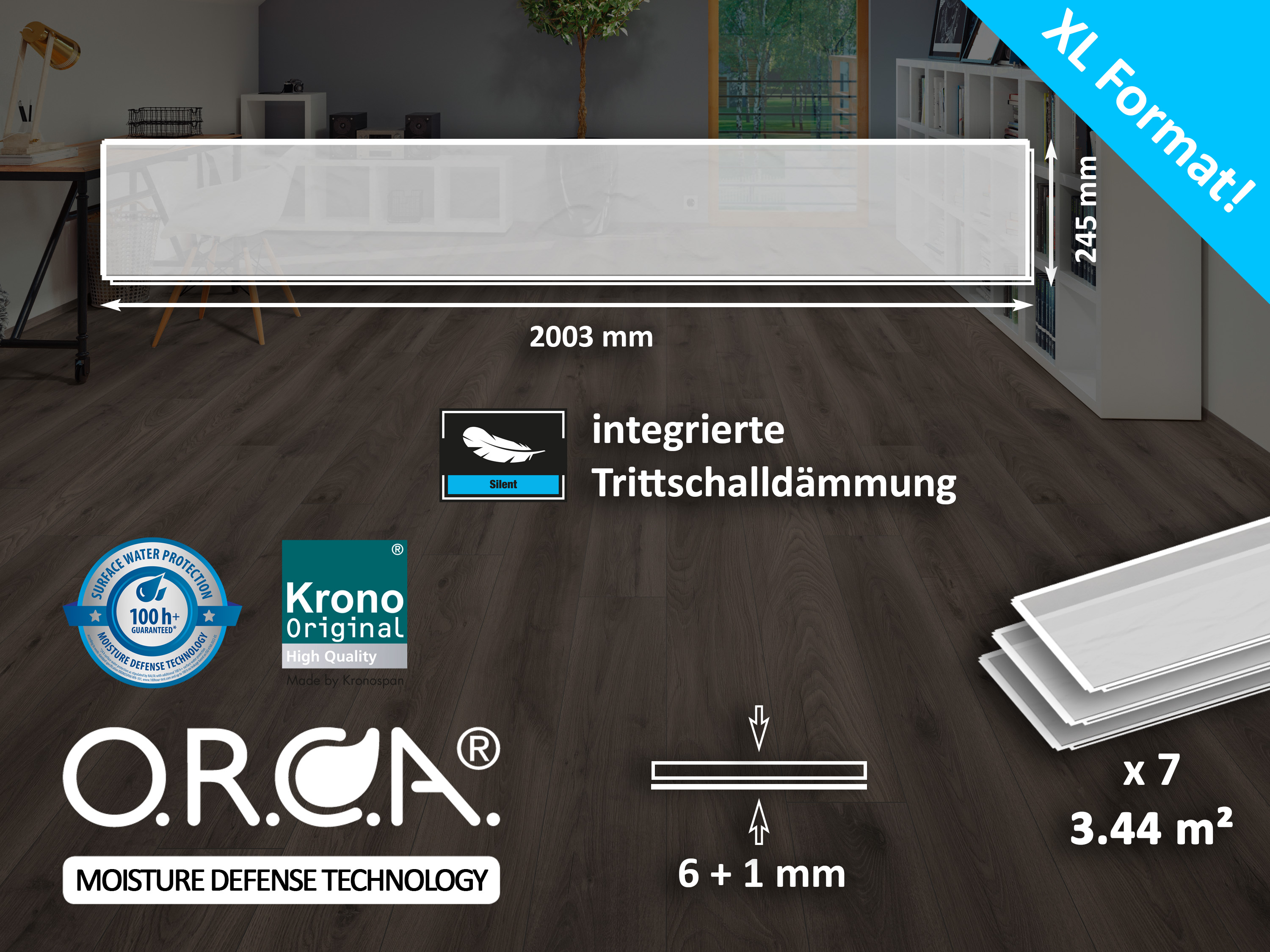 Klick Designboden wasserfest Farrow Montreux Oak K660 Organic Clever Silent Long 7 mm, integr. Trittschalldämmung