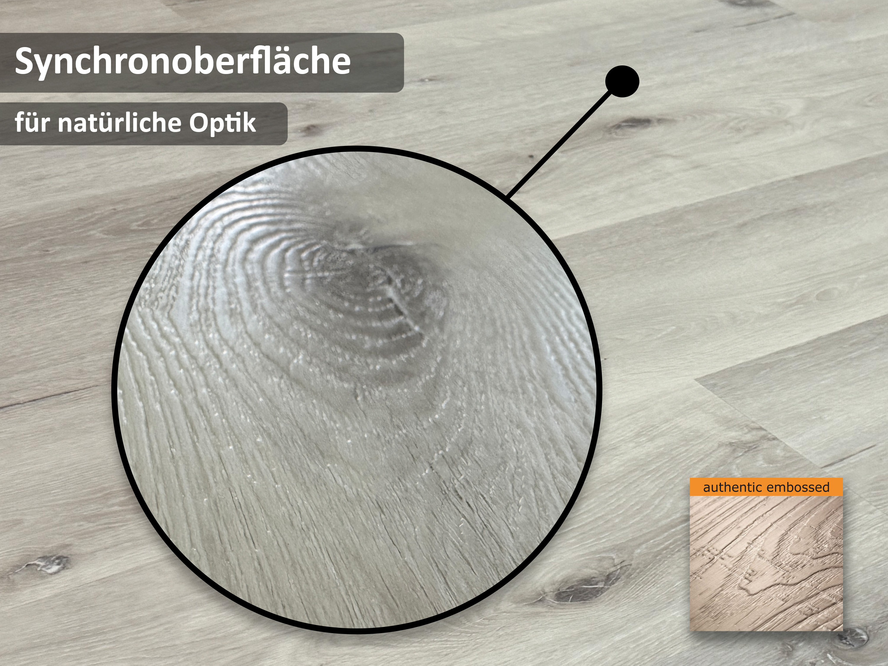 TRECOR® SPC / RIGID Klick Vinylboden Eiche Rustique Weiß Landhausdiele - 5 mm - Synchronoberfläche - 5G Klick