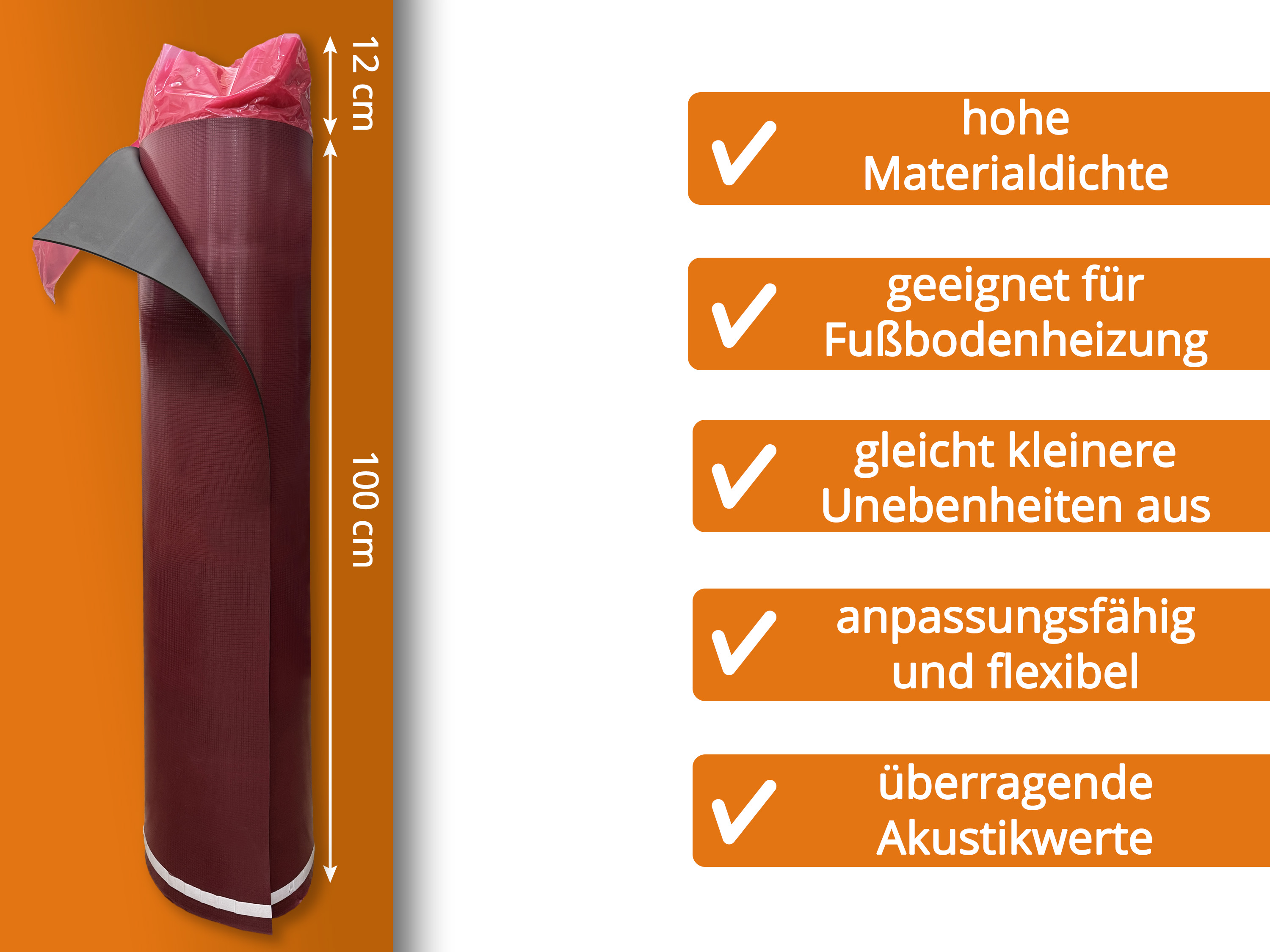 uficell® Multisound Aquastopp Akustik Trittschalldämmung mit Dampfbremse 80 mµ