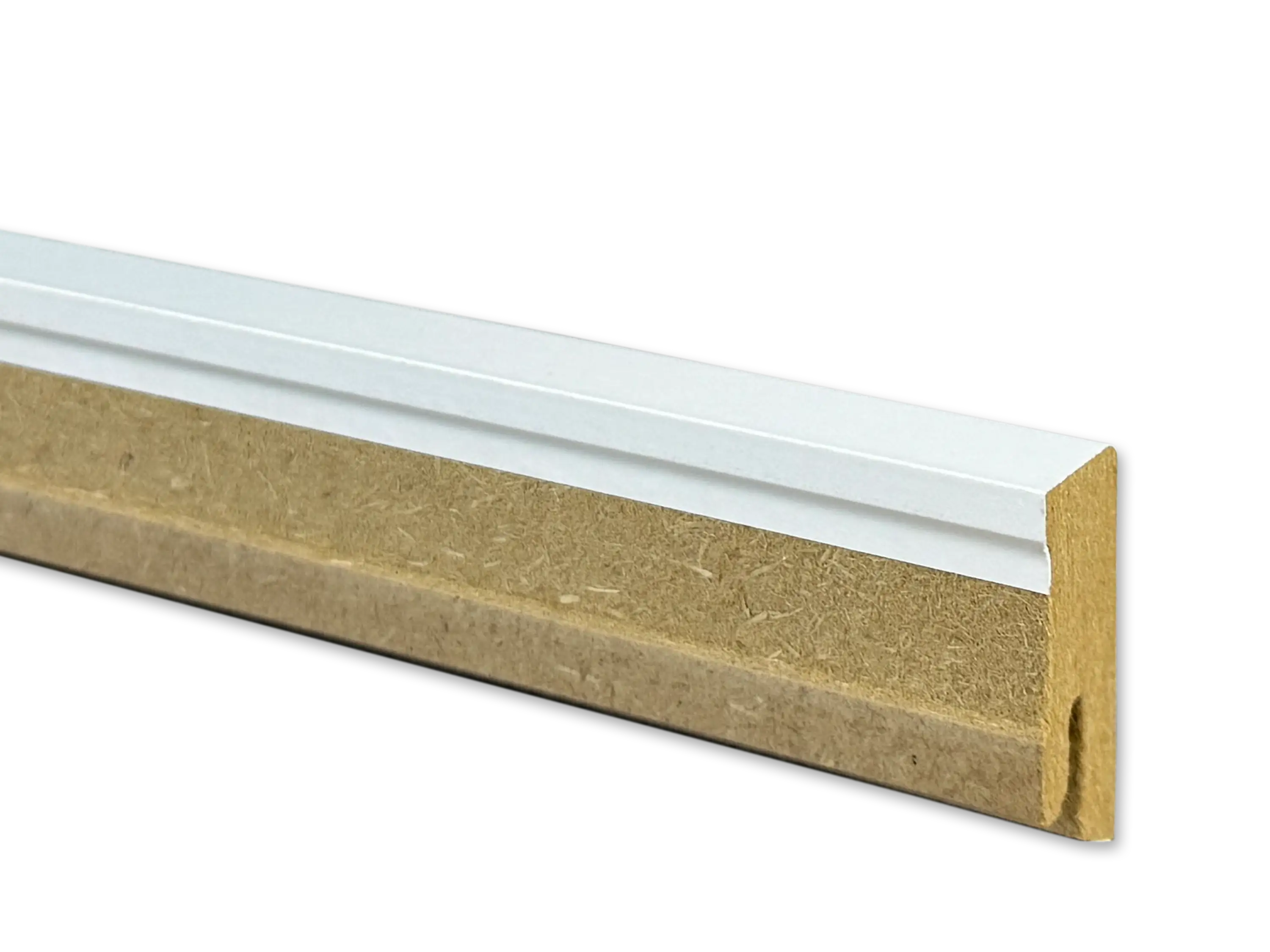 TRECOR® weisse Sockelleiste Fußleiste modern Cube 16 x 40 mm in Weiß RAL 9016 - CLIPSTAR Fräsung