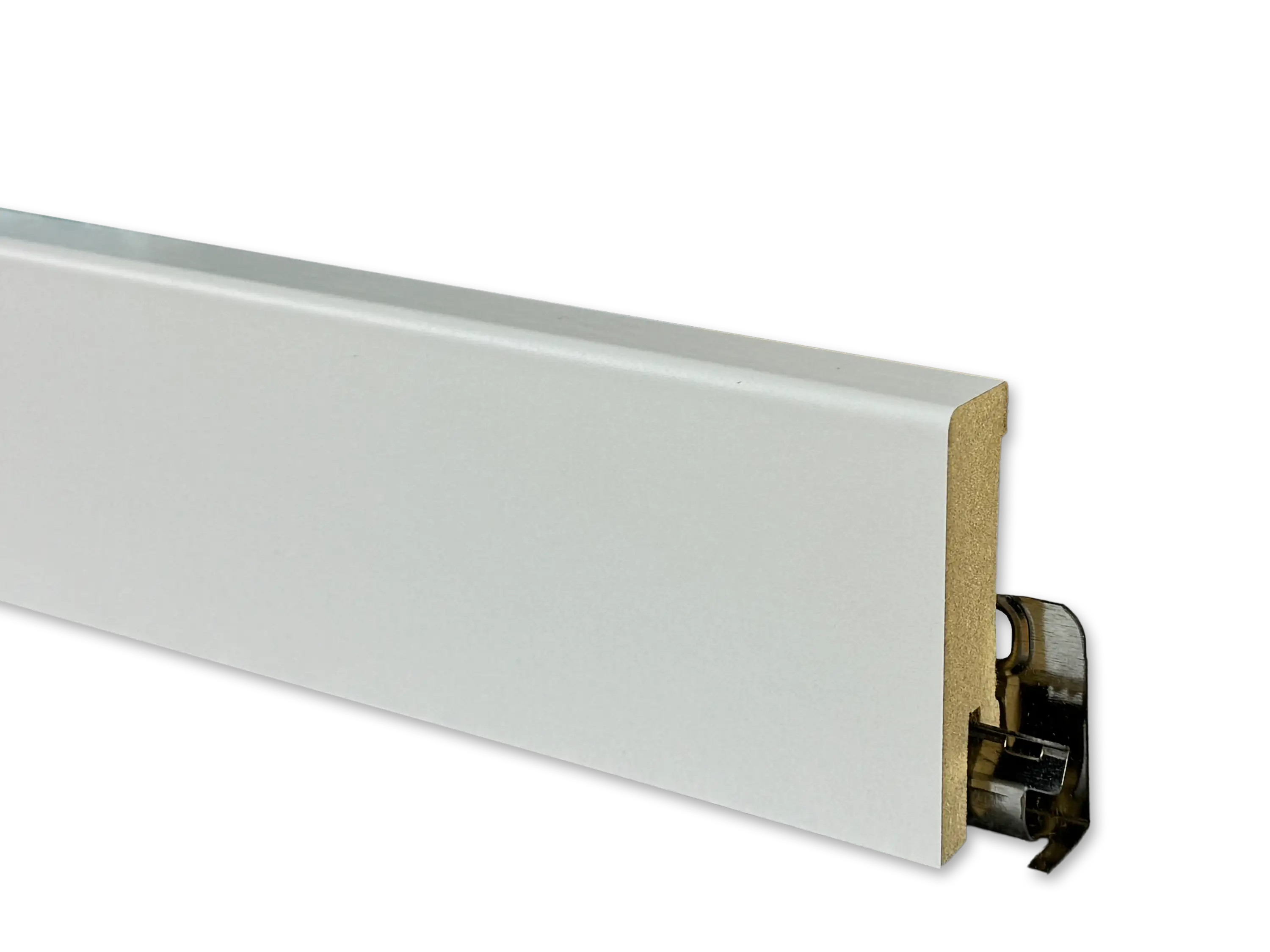 Sockelleiste Lichtgrau CUBE Fußleiste 16 x 58 mm in Lichtgrau RAL 7035 - CLIPSTAR Fräsung