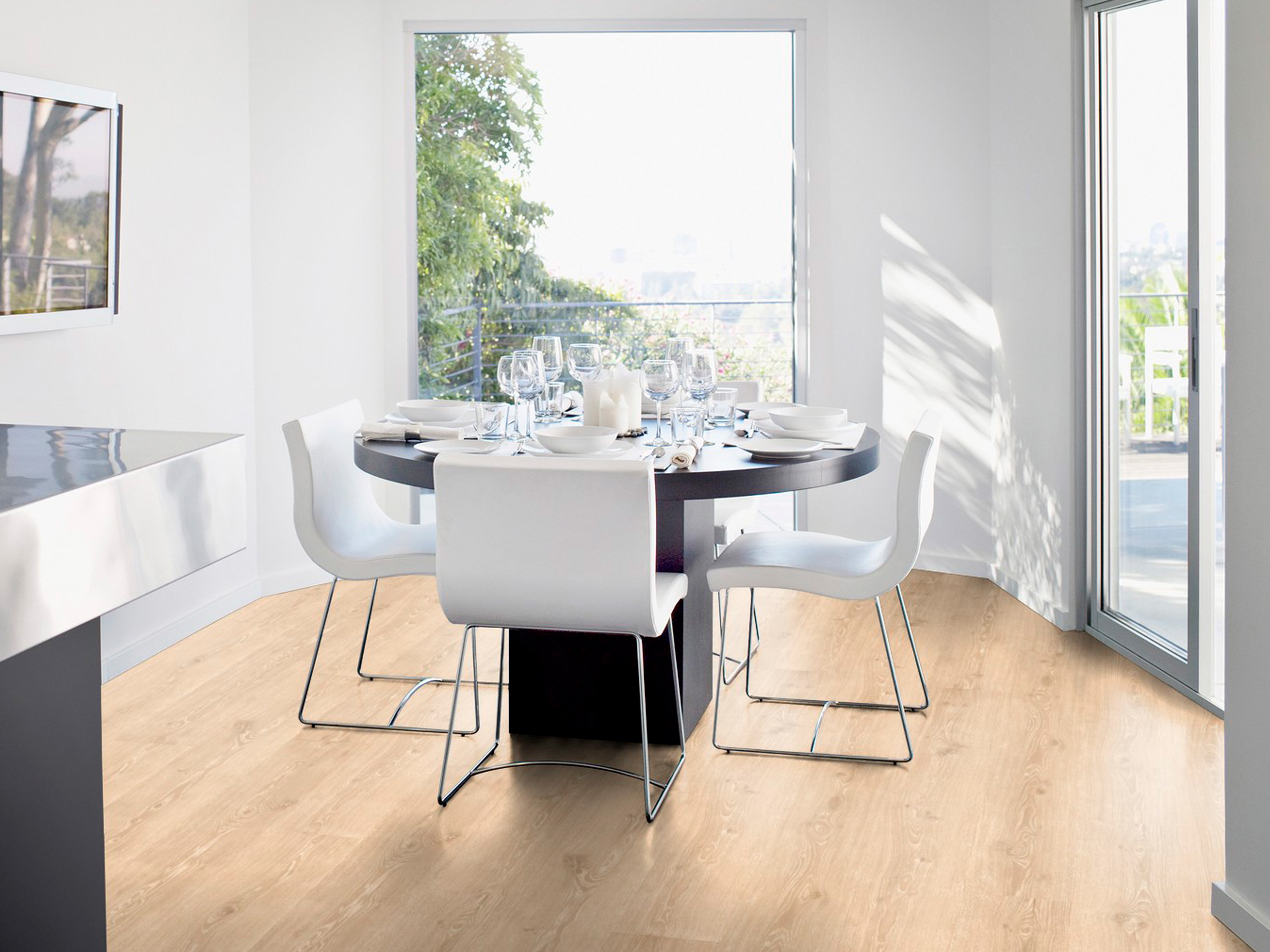 Kork Designboden Wood Basic - Dakota Oak Greyge, digitalbedrucktes Korkfurnier