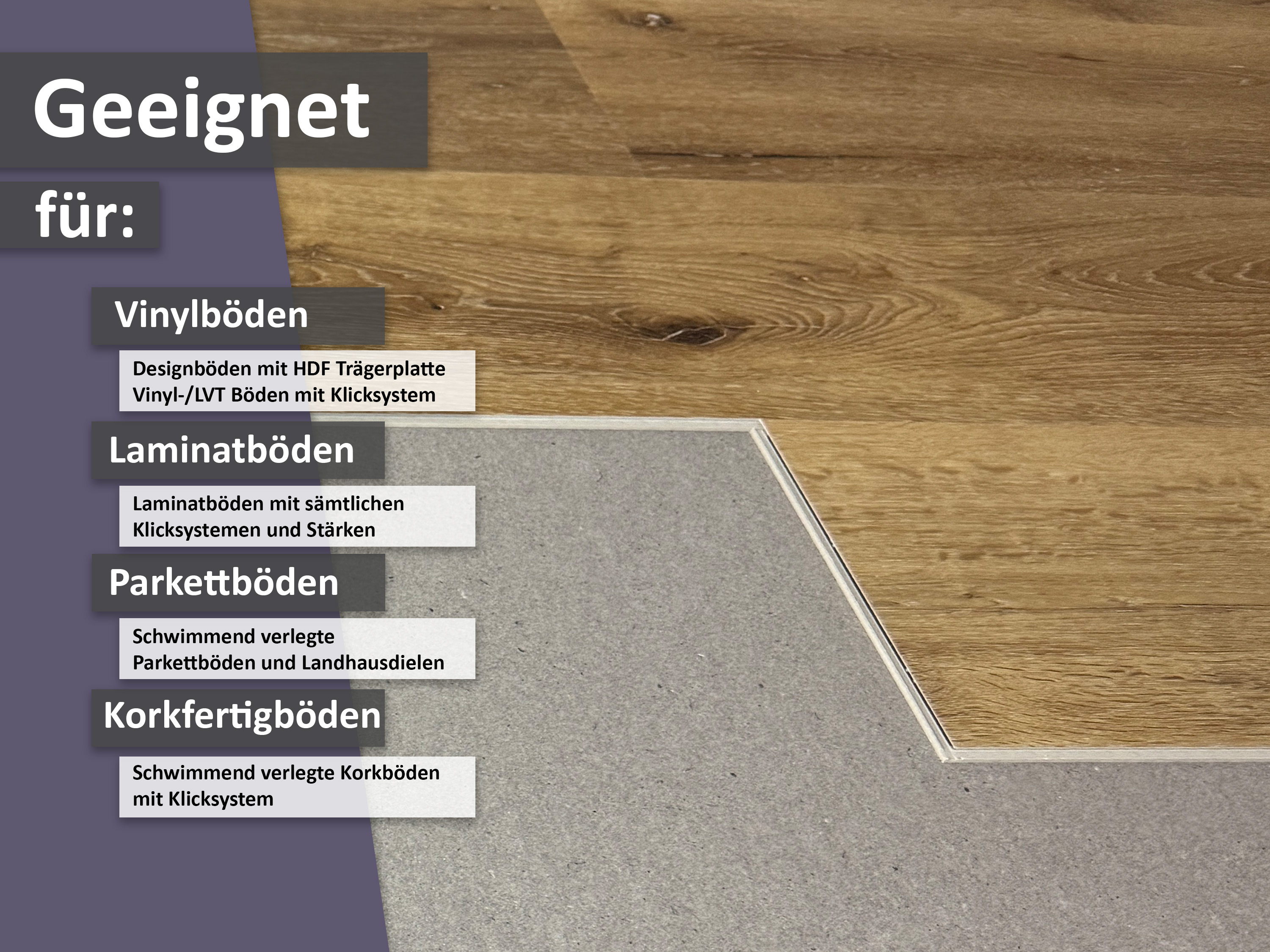 uficell® VinoBoard Akustik Vinyl Trittschalldämmung mit Anti-Slip-Effekt für Voll Vinyl-/LVT-Böden