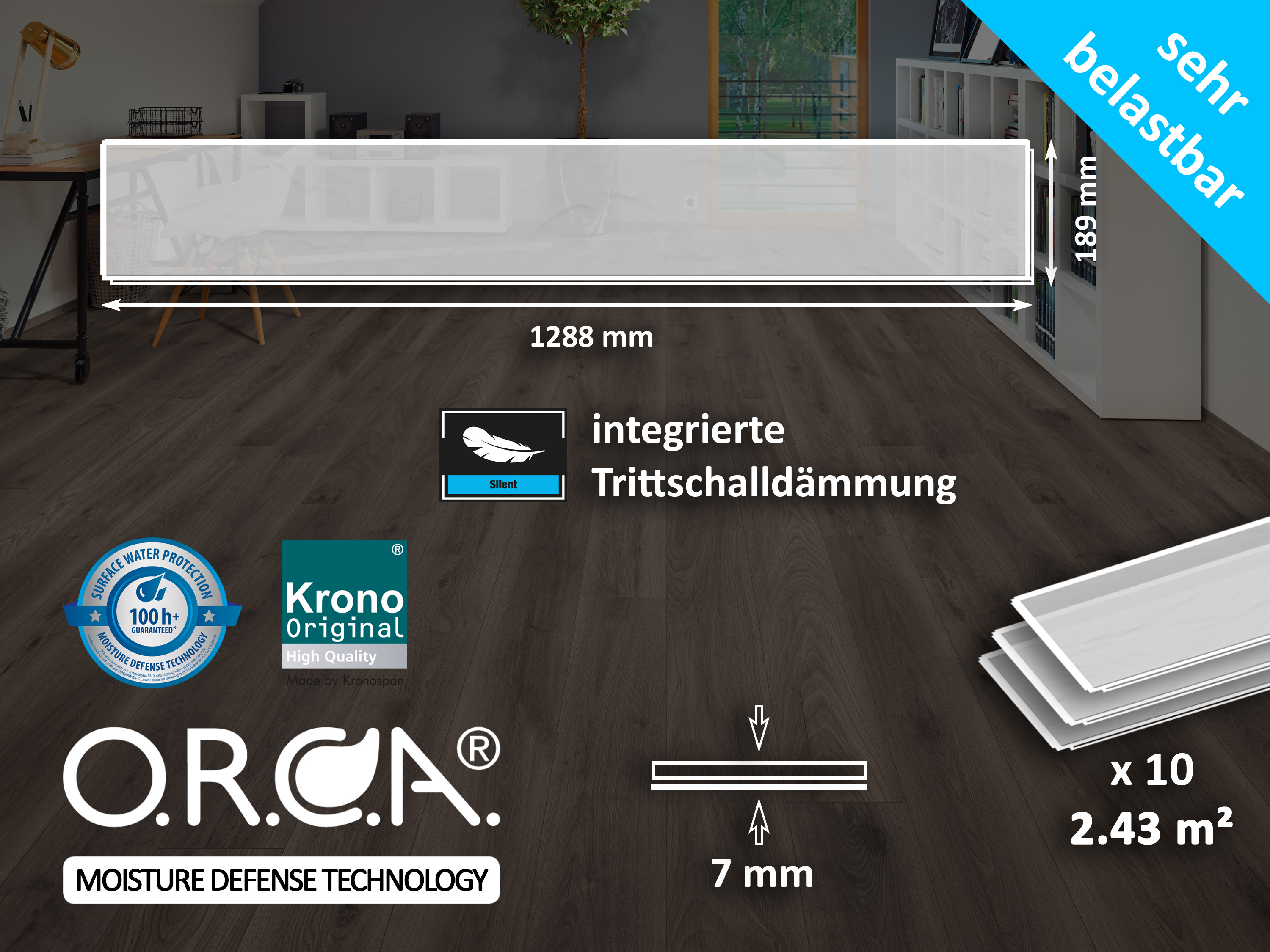 Klick-Designboden Flax River Oak K502 wasserfest mit integr. Trittschalldämmung Organic Flex 7 mm