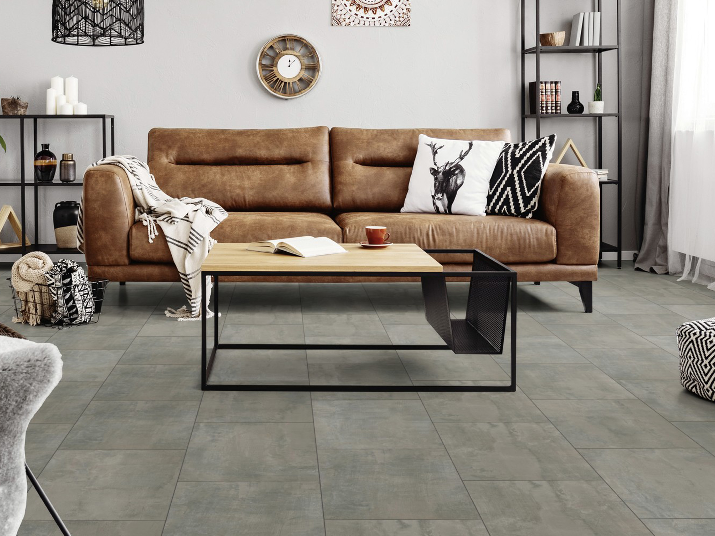 Klick-Designboden Brooklyn Vibe K509 Fliesenoptik Organic Flex 7 mm, mit integr. Trittschalldämmung