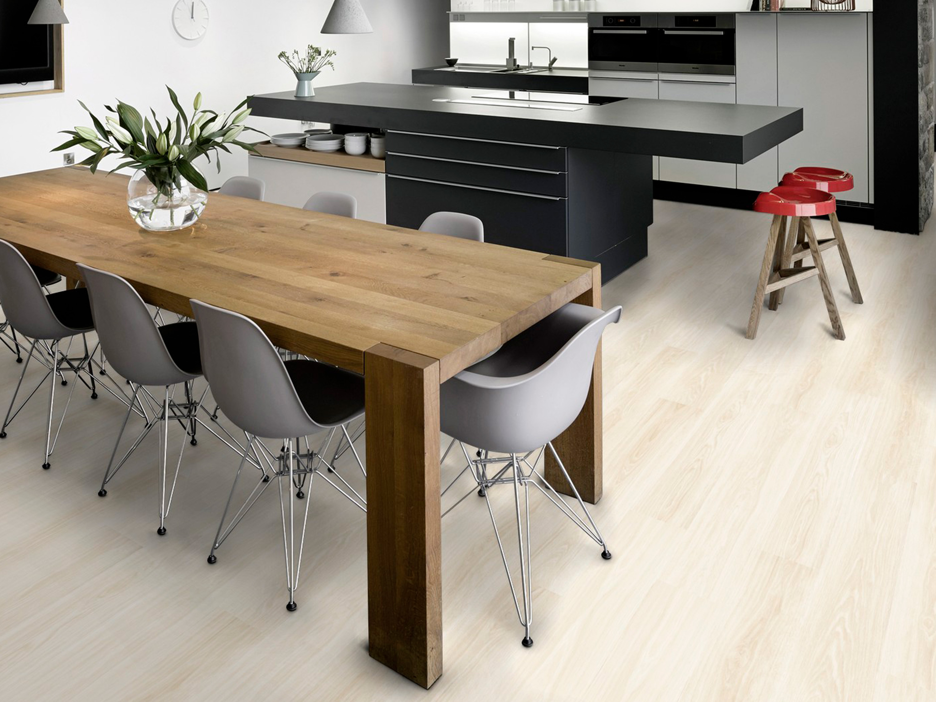 Kork Designboden Wood Basic - Haven Oak Light Sand, digitalbedrucktes Korkfurnier