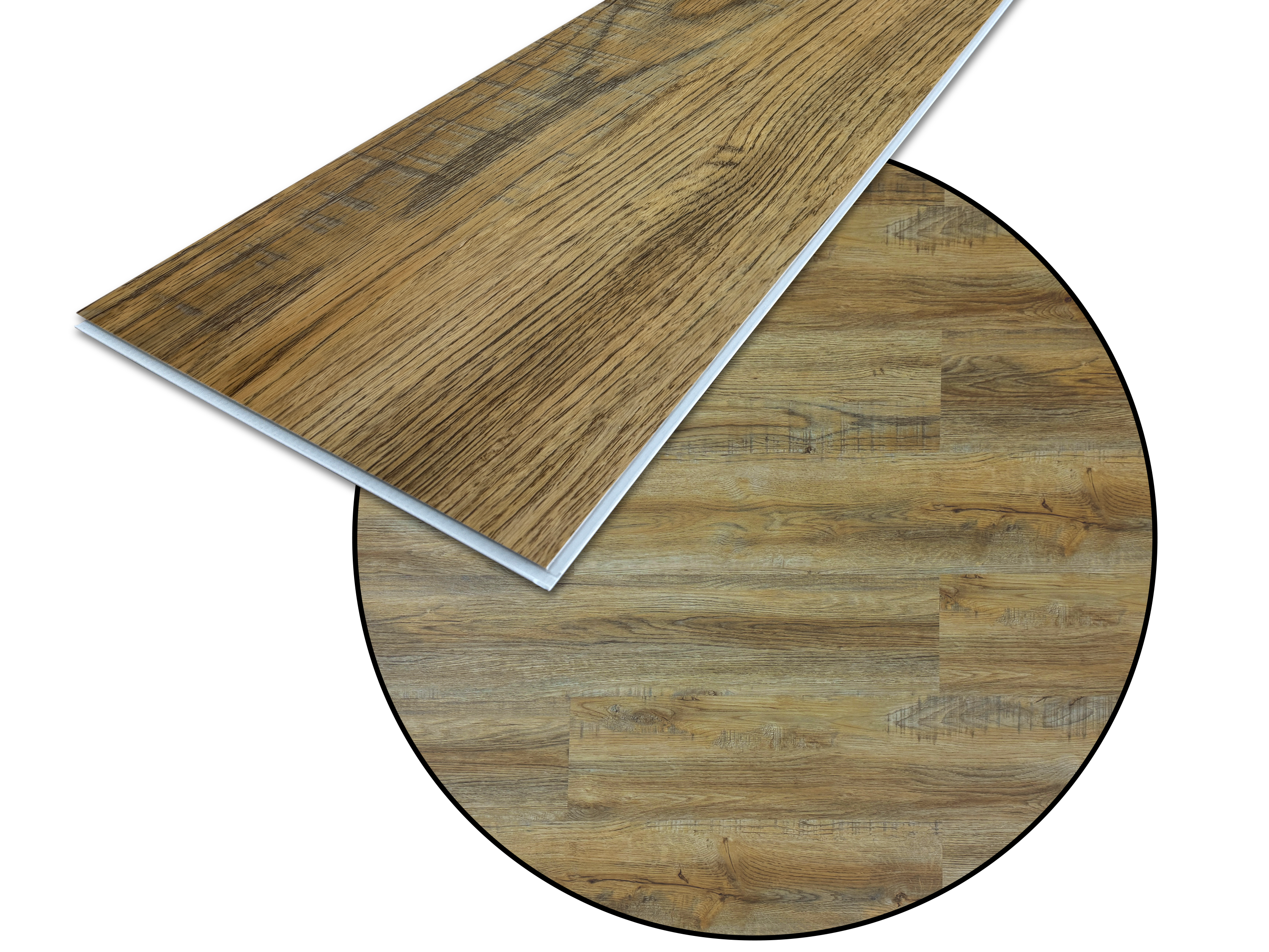 TRECOR® SPC Rigid Klick-Vinylboden Eiche Rustikal Hell Landhausdiele – wasserfest, 5 mm stark, 0,3 mm Nutzschicht