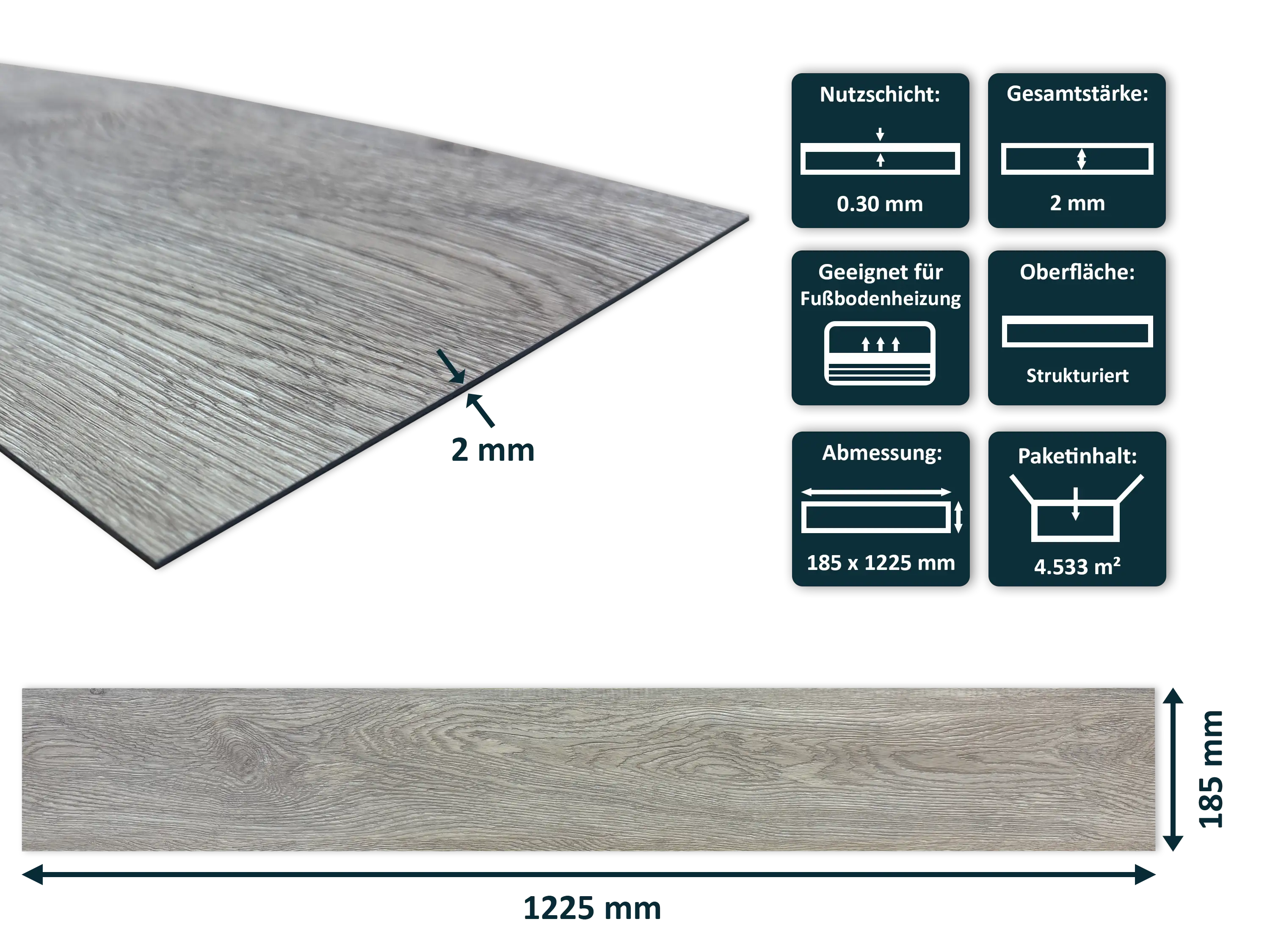 TRECOR® LVT Dryback Klebe Vinylboden Trend Oak Nature Landhausdiele - 2 mm starker Designboden
