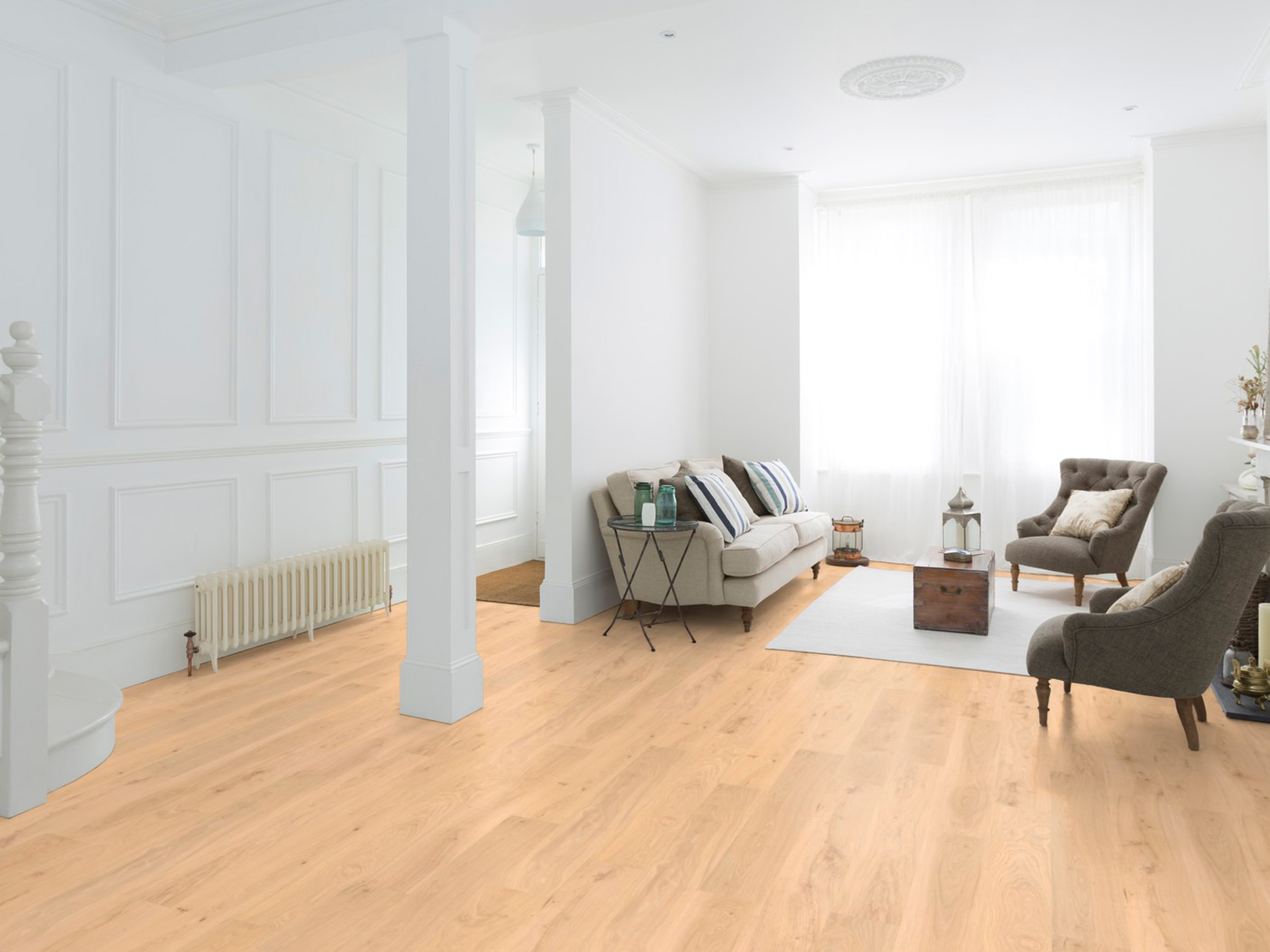 Kork Designboden Wood Basic - Natural Oak Almond, digitalbedrucktes Korkfurnier
