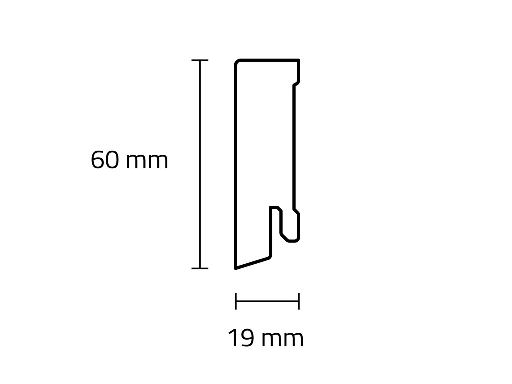 TRECOR® CUBE Sockelleiste Feuchtraumleiste 19 x 60 mm in Weiß RAL 9016