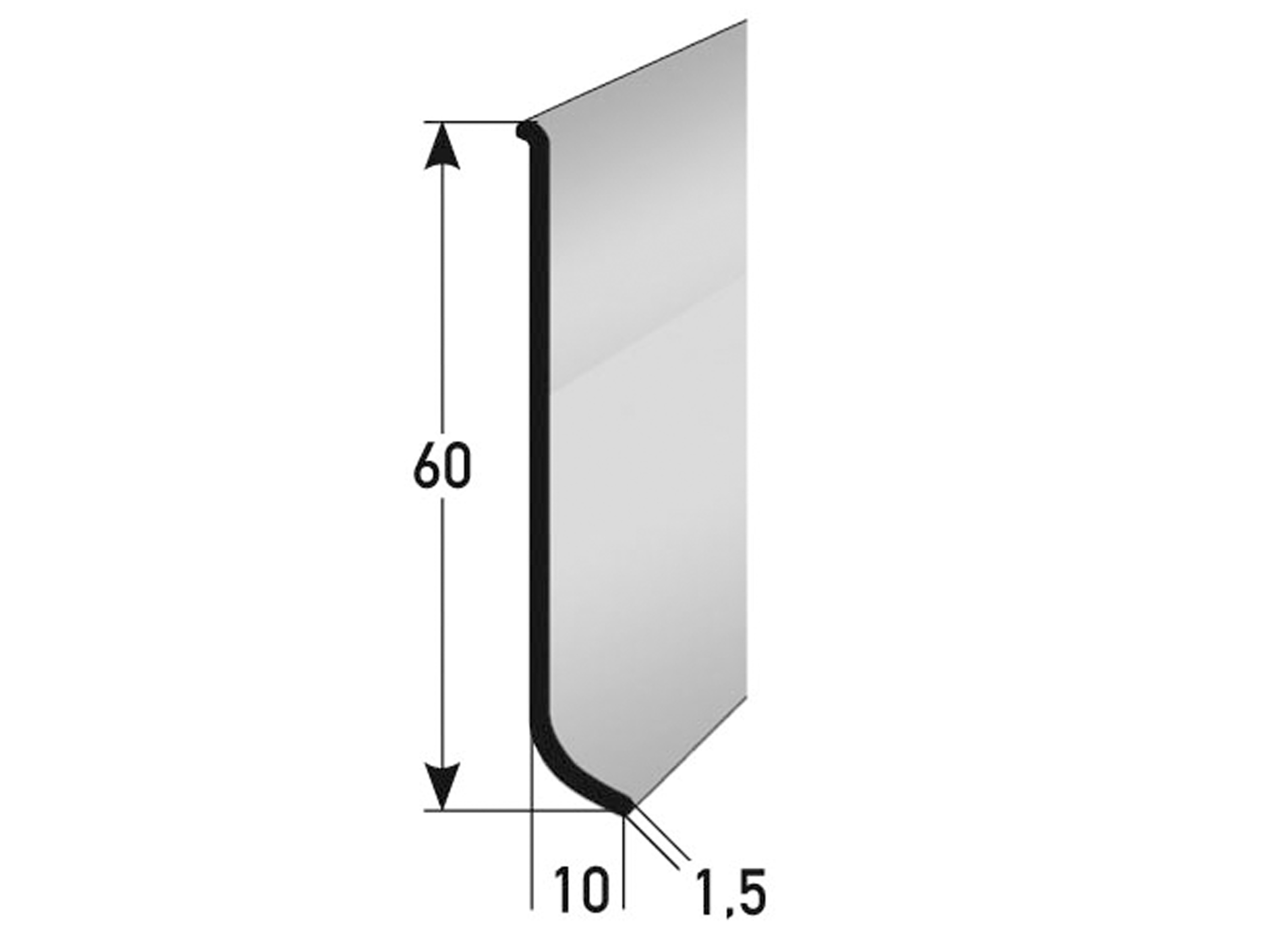 Aluminium Sockelleiste 60 mm - Metallsockelleiste eloxiert
