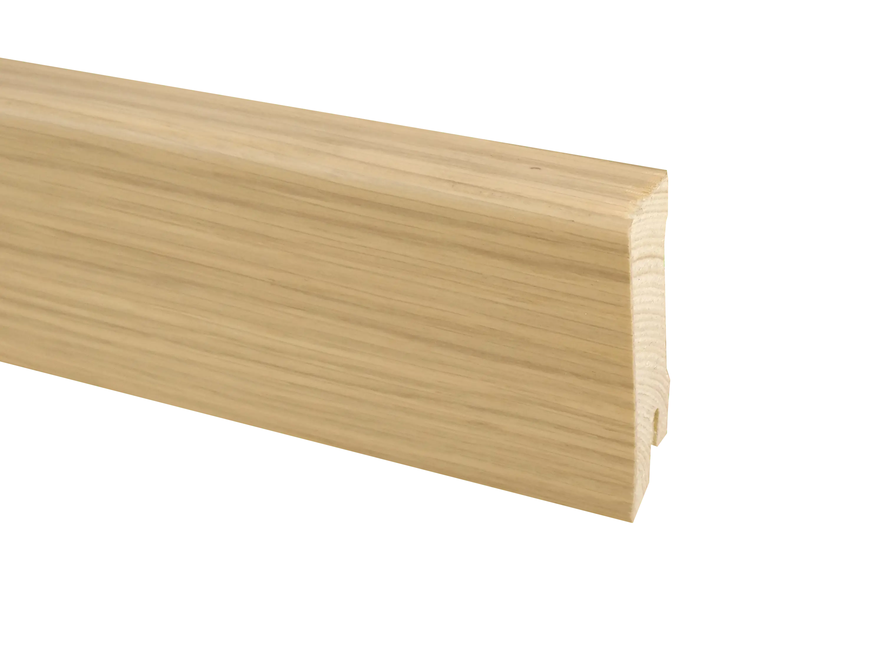 Parkettleiste Eiche weiß, Holz Sockelleiste, furniert, Format: 16 x 58 mm, geölt / lackiert