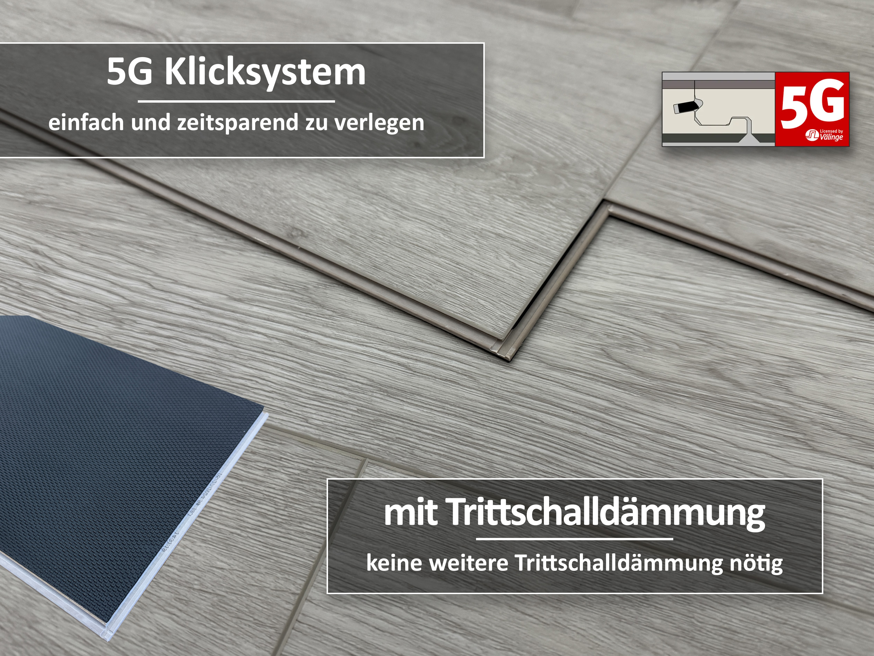Vinylboden Rigid SPC Trend Oak White 5G Klicksystem 6,0 mm, V4 Fuge, inkl. 1 mm Trittschalldämmung