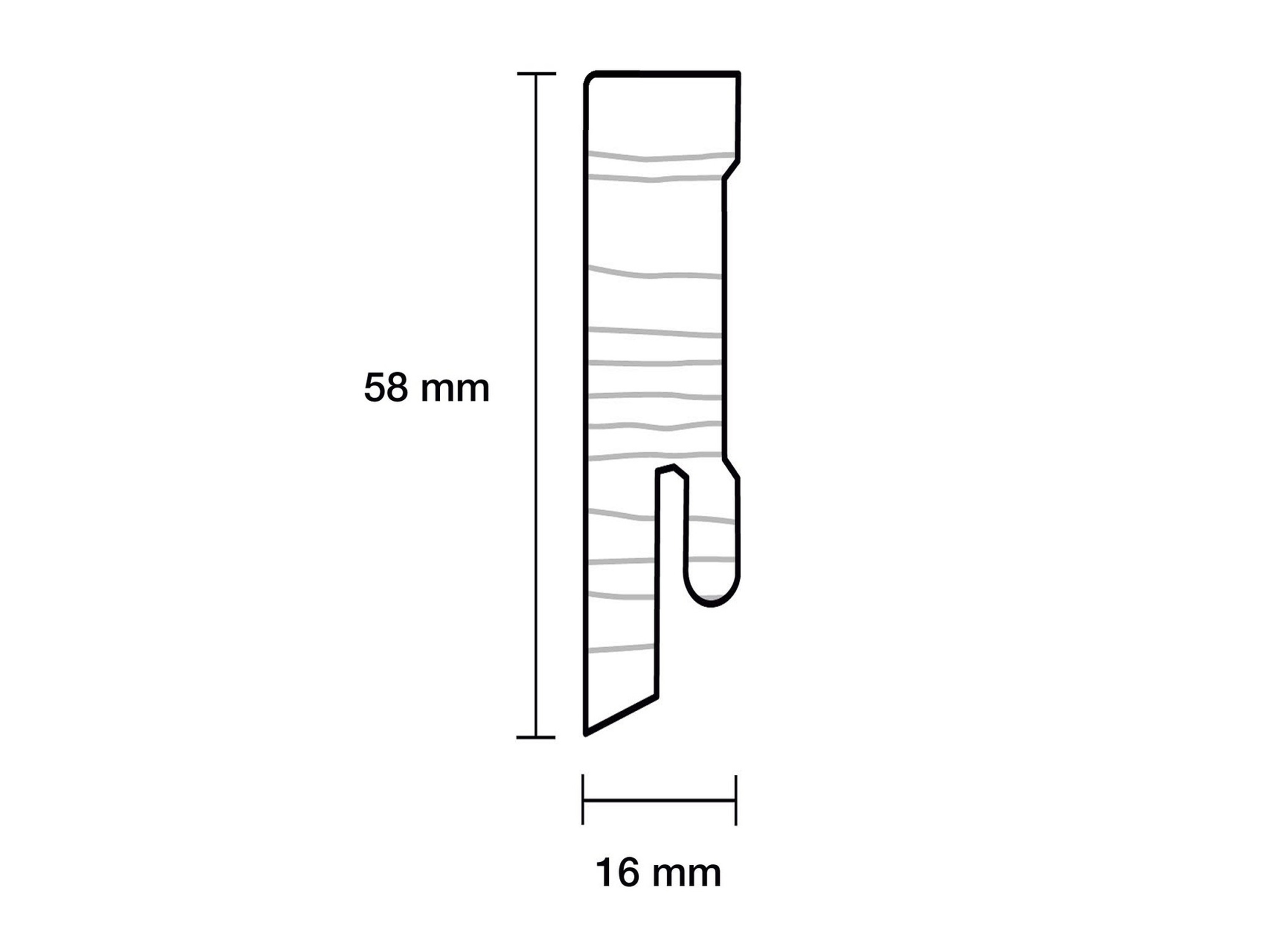 TRECOR® schwarze Holz Sockelleiste 16 x 58 mm in RAL 9016 - CLIPSTAR Fräsung