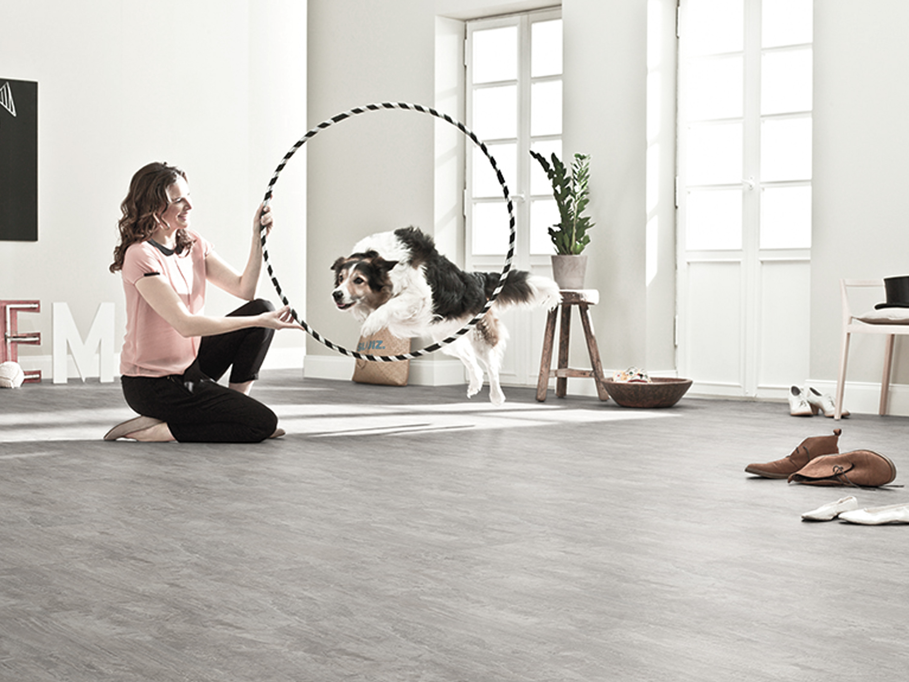 TRECOR® Vinyl Designboden - Taupe Grey Stone Steindekor -  HDF Trägerplatte