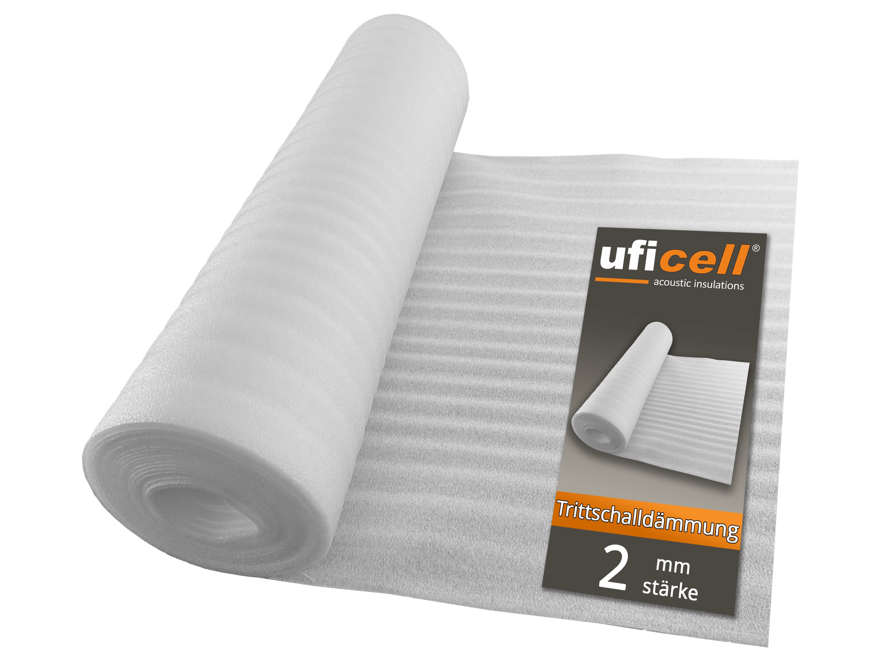 uficell® ULTRA PE-Schaum Trittschalldämmung - Laminat- und Parkettunterlage, 2 mm Stark