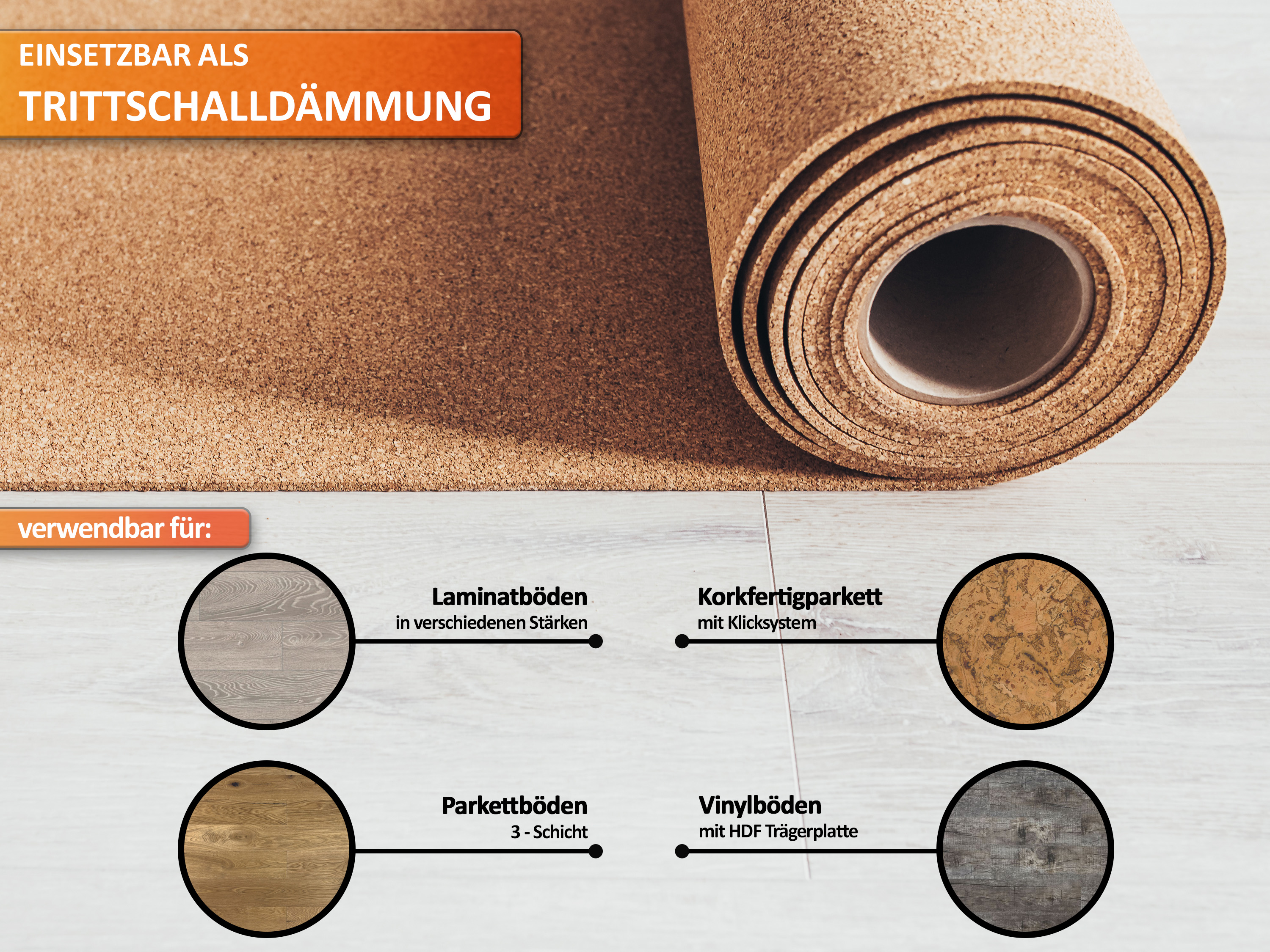 TRECOR® Rollenkork Kork Trittschalldämmung Korkunterlage