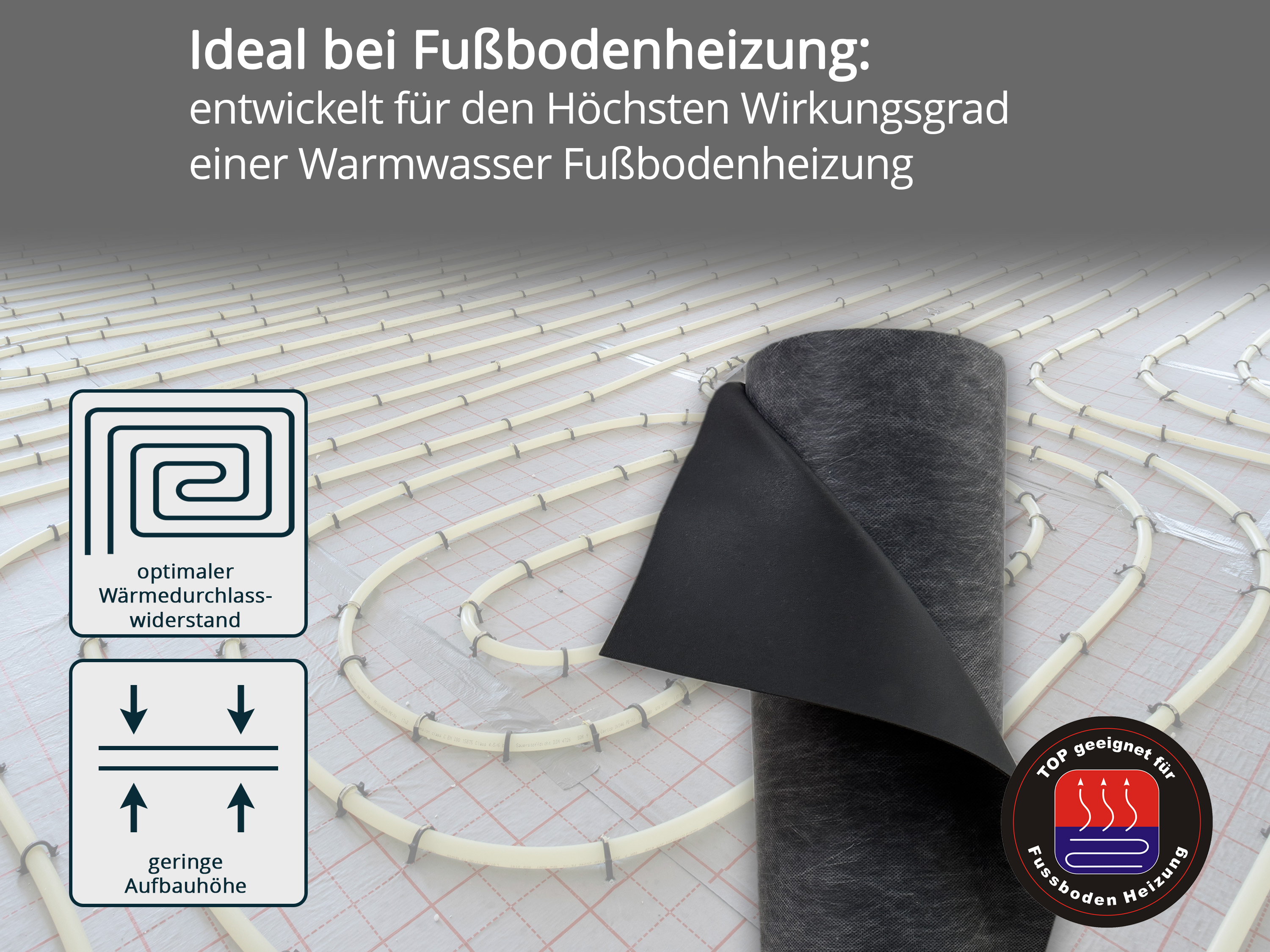 Vinylunterlage uficell® VINOSILENT premium Trittschallmatte mit Anti-Rutsch Oberfläche für Rigid/SPC Vinyl