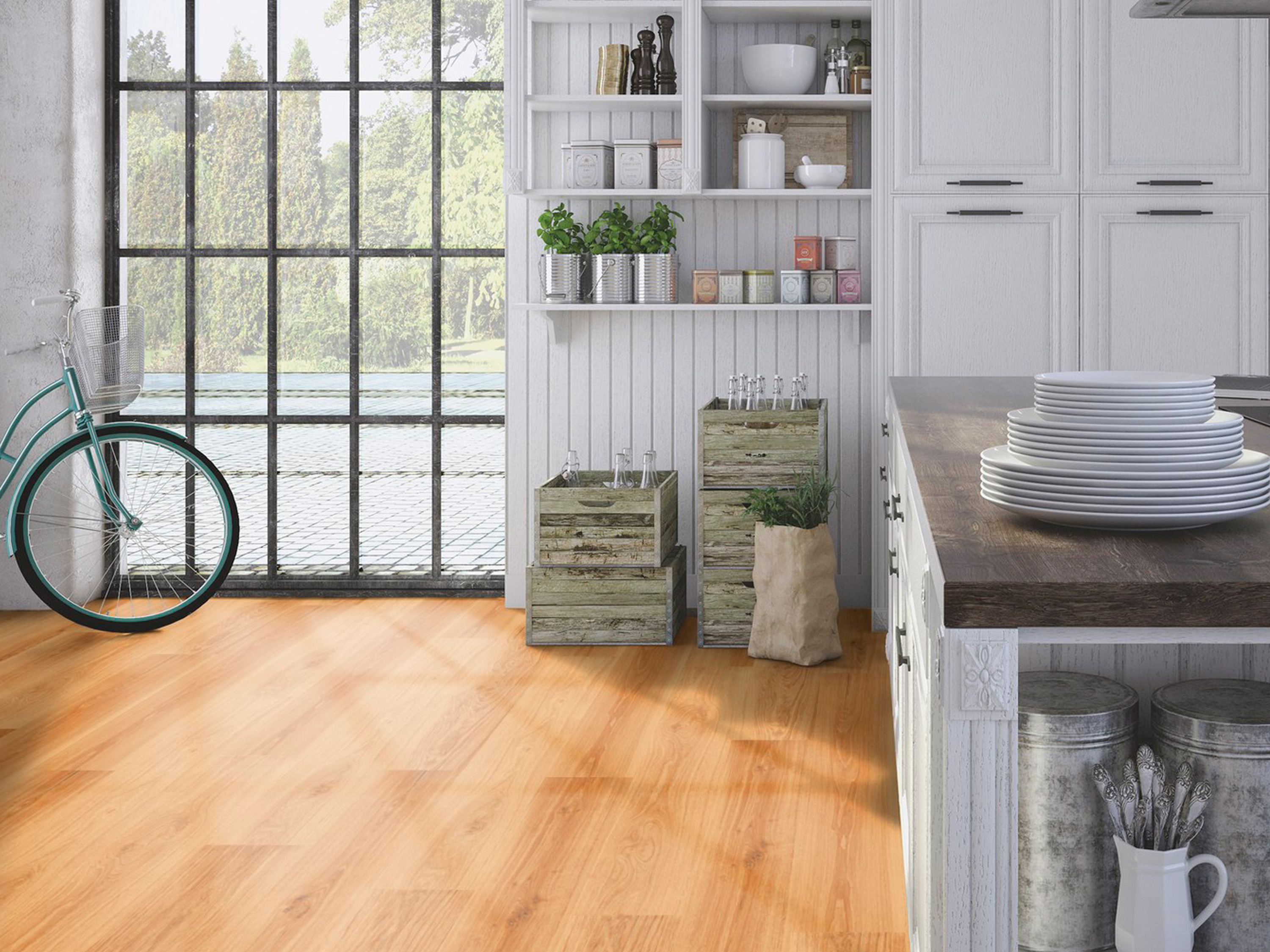Kork Designboden Wood Basic - Epoca Oak Dark Almond, digitalbedrucktes Korkfurnier