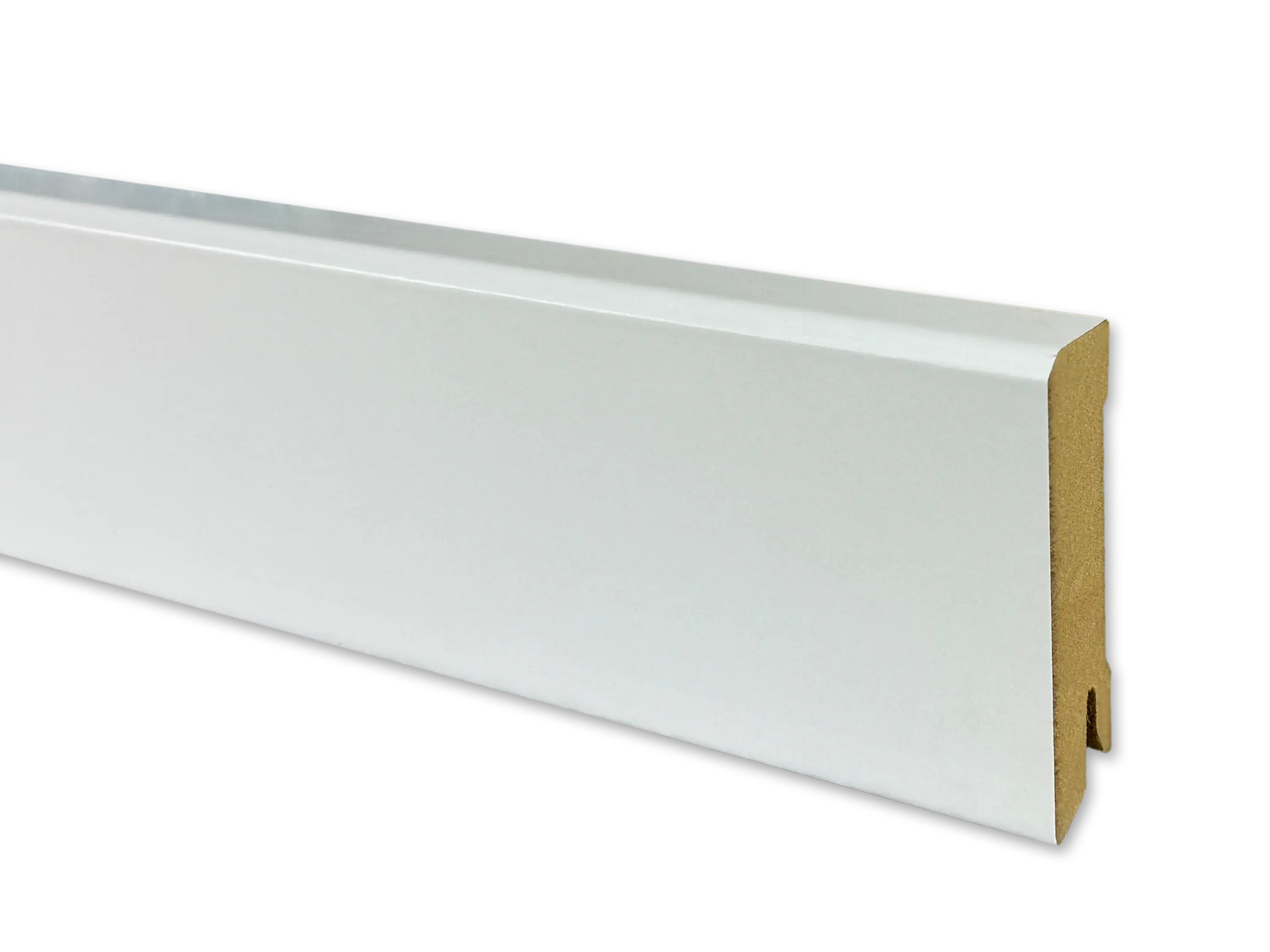 TRECOR® CUBE Sockelleiste, Fußleiste 18 x 70 mm in Weiß RAL 9016 - CLIPSTAR Fräsung