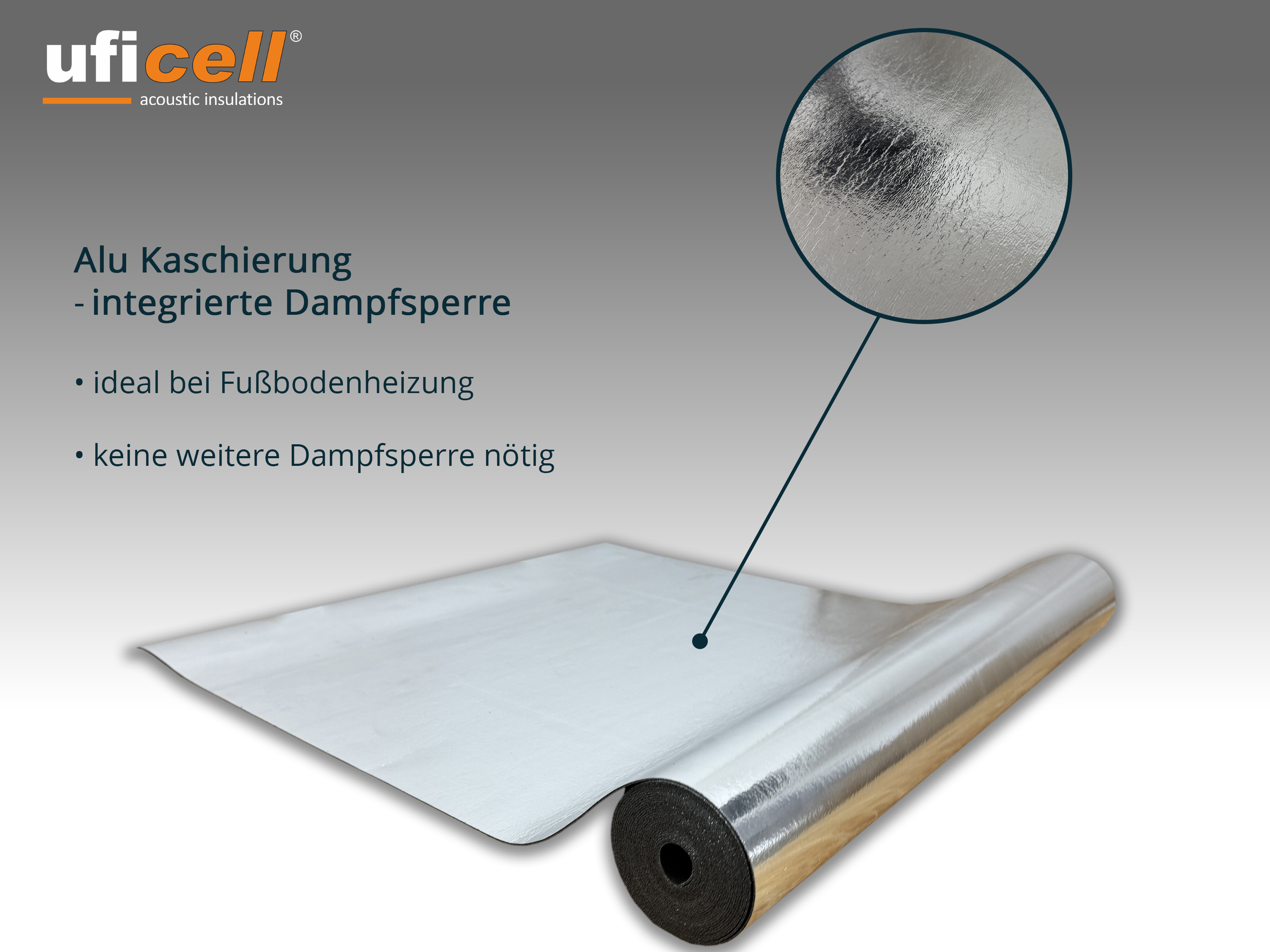 uficell® VINOSOUND RIGID ALU premium Vinylunterlage Trittschallmatte für Rigid/SPC Vinylboden B-Ware