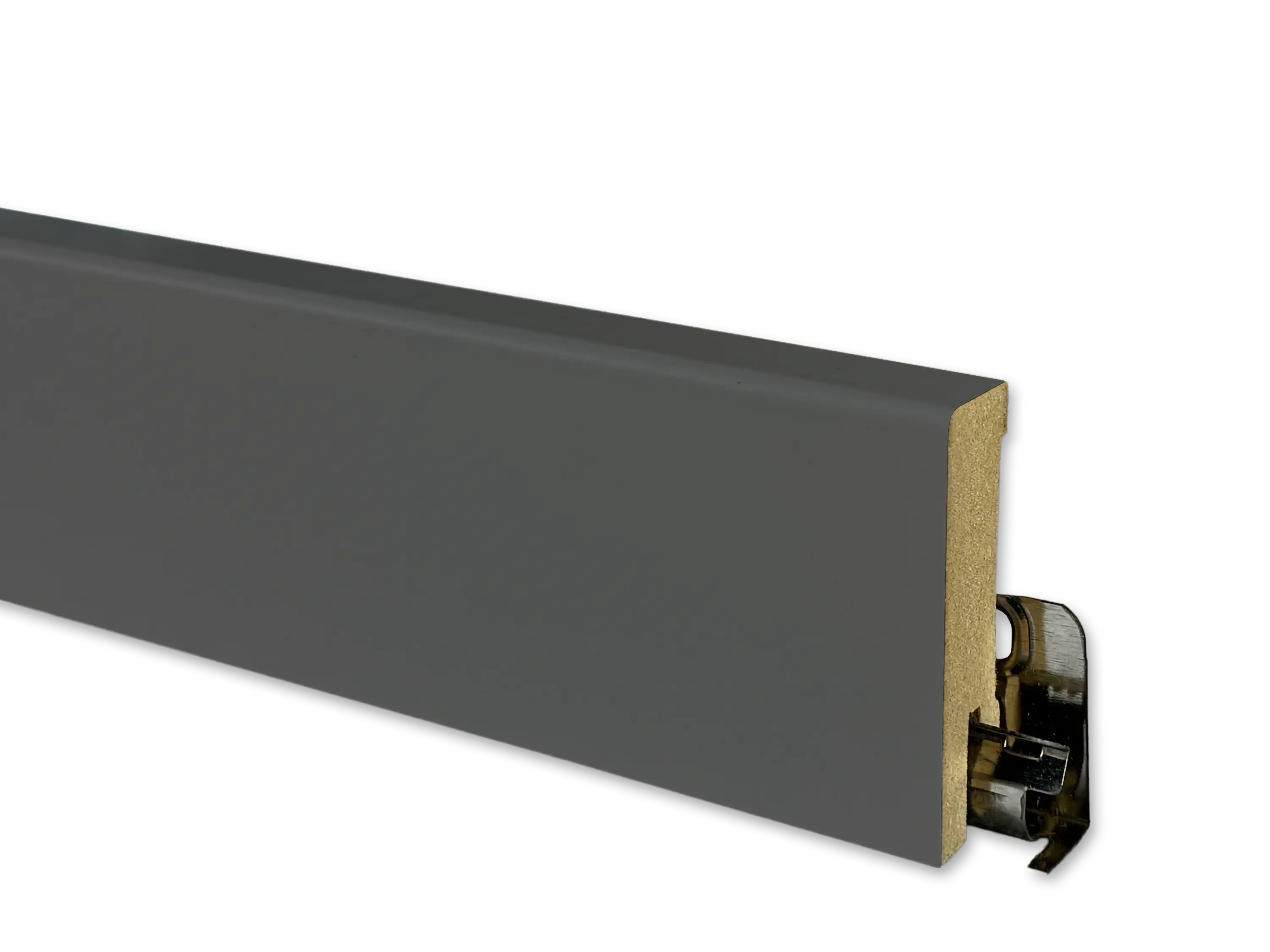 Sockelleiste Anthrazitgrau CUBE Fußleiste 16 x 58 mm in RAL 7016 - CLIPSTAR Fräsung