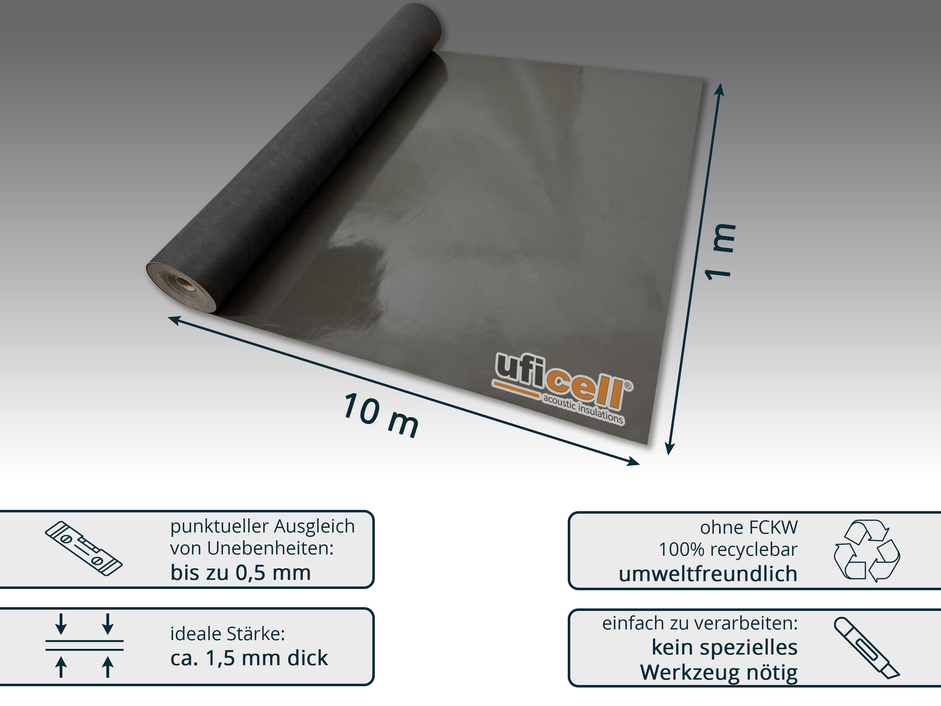 uficell® VINOSOUND RIGID premium Vinylunterlage Trittschallmatte für Rigid/SPC Vinylboden B-Ware