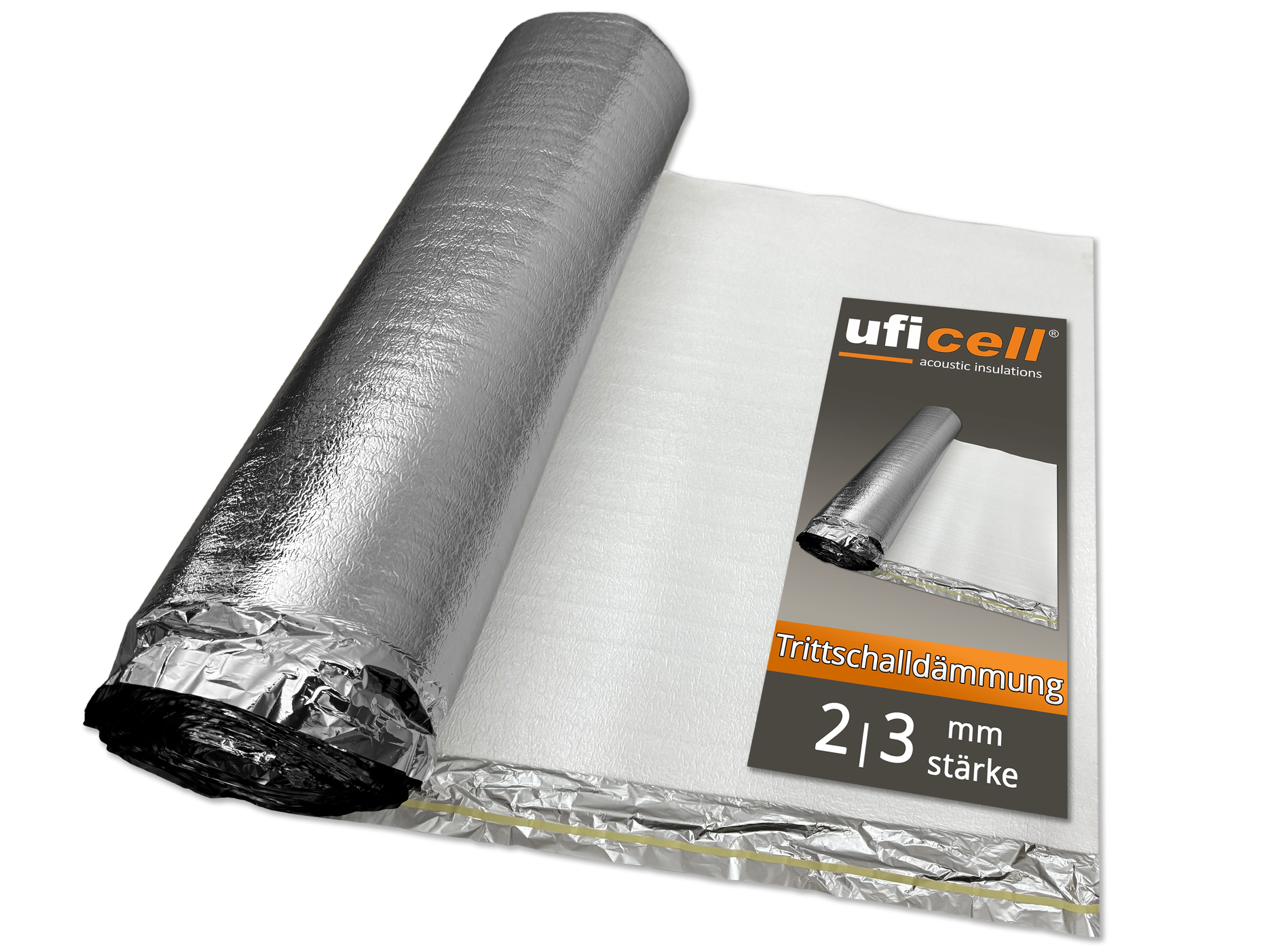 uficell® ALUPLUS PE-Schaum Laminat Verlegeunterlage Trittschalldämmung für Fußbodenheizung 