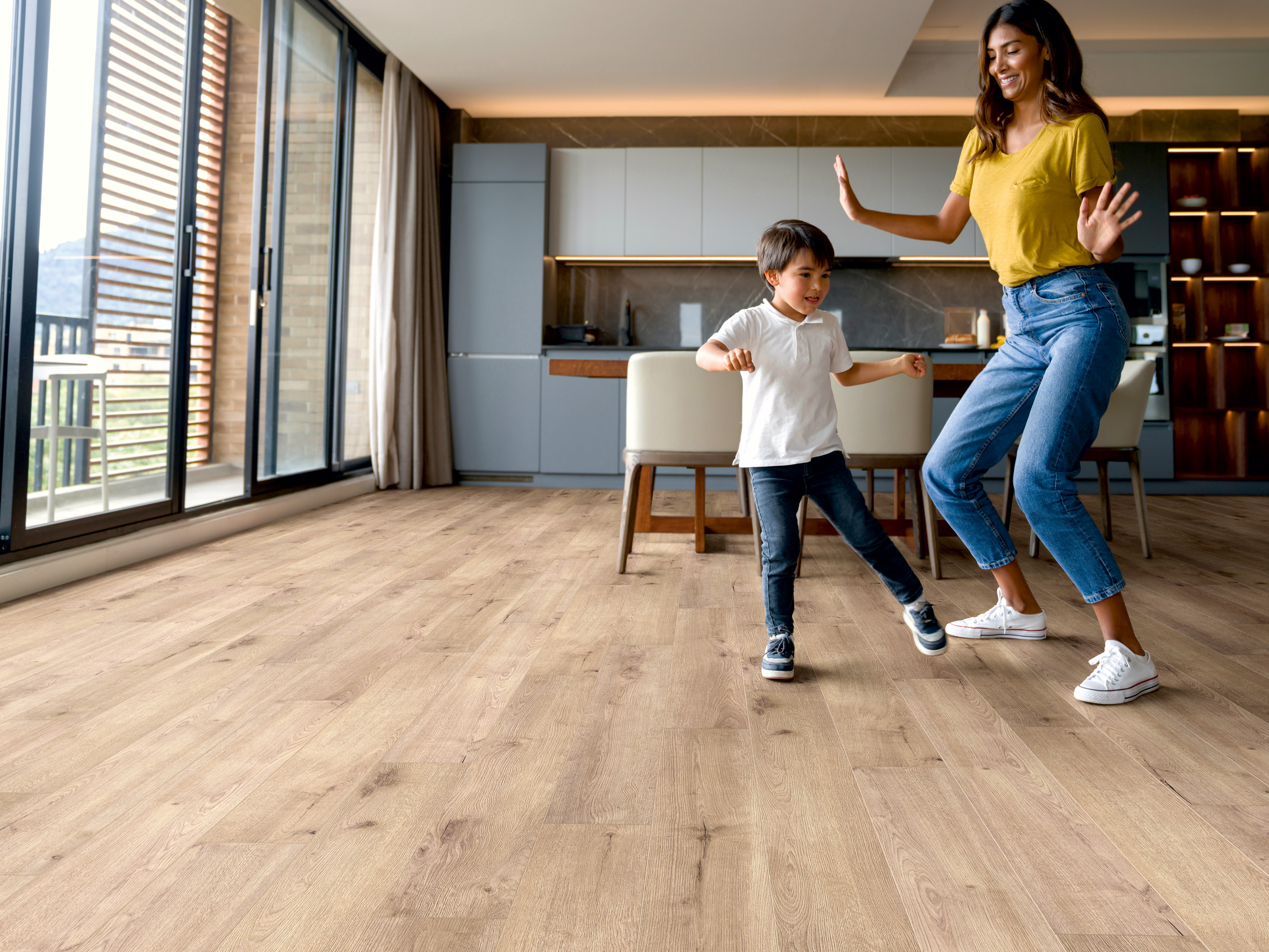 Klick-Designboden Sand River Oak K501 wasserfest mit integr. Trittschalldämmung Organic Flex 7 mm