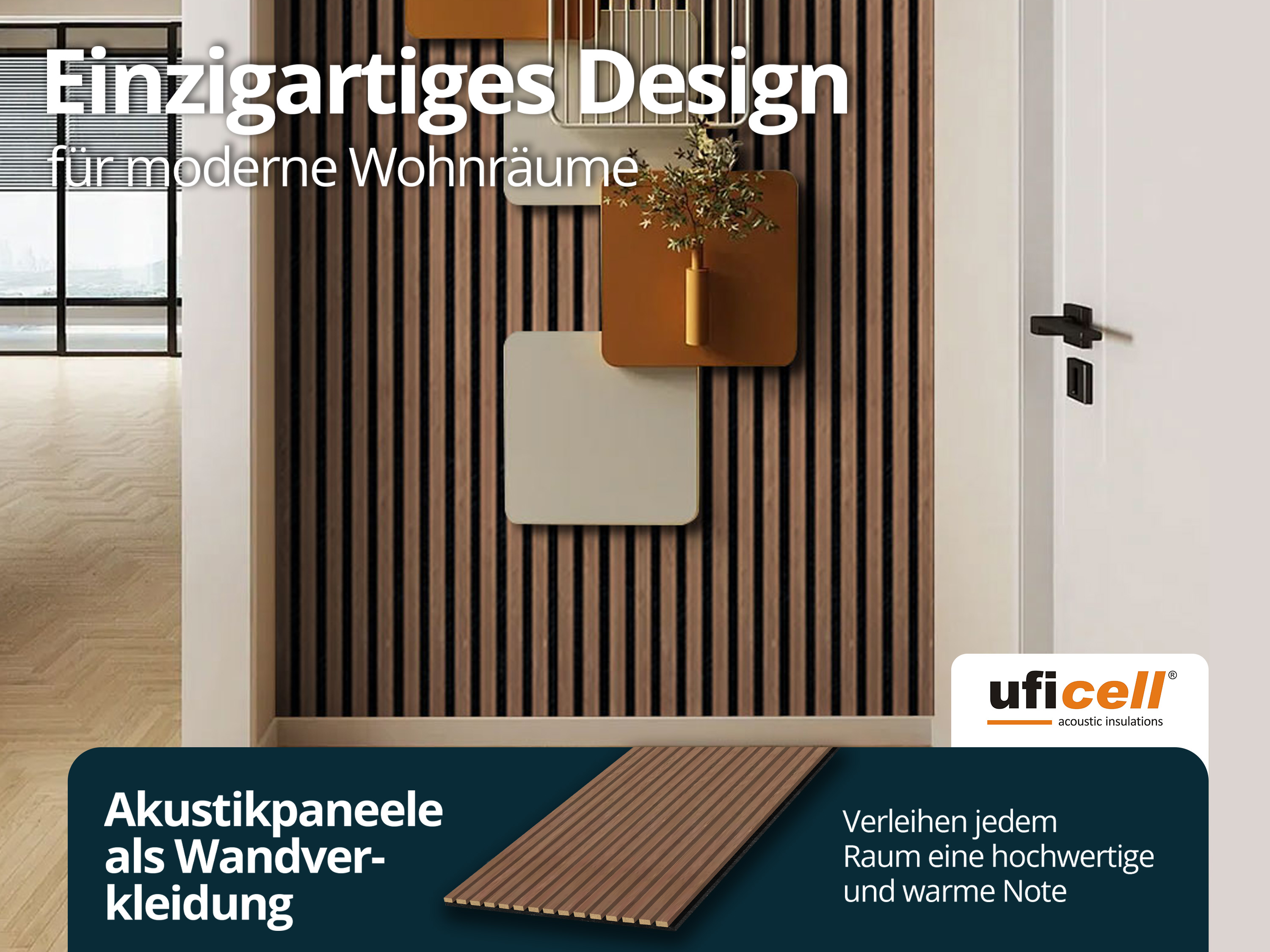 Akustikpaneele Wandpaneele Echtholz Lamellen Wandverkleidung - Walnuss zur Schalldämmung