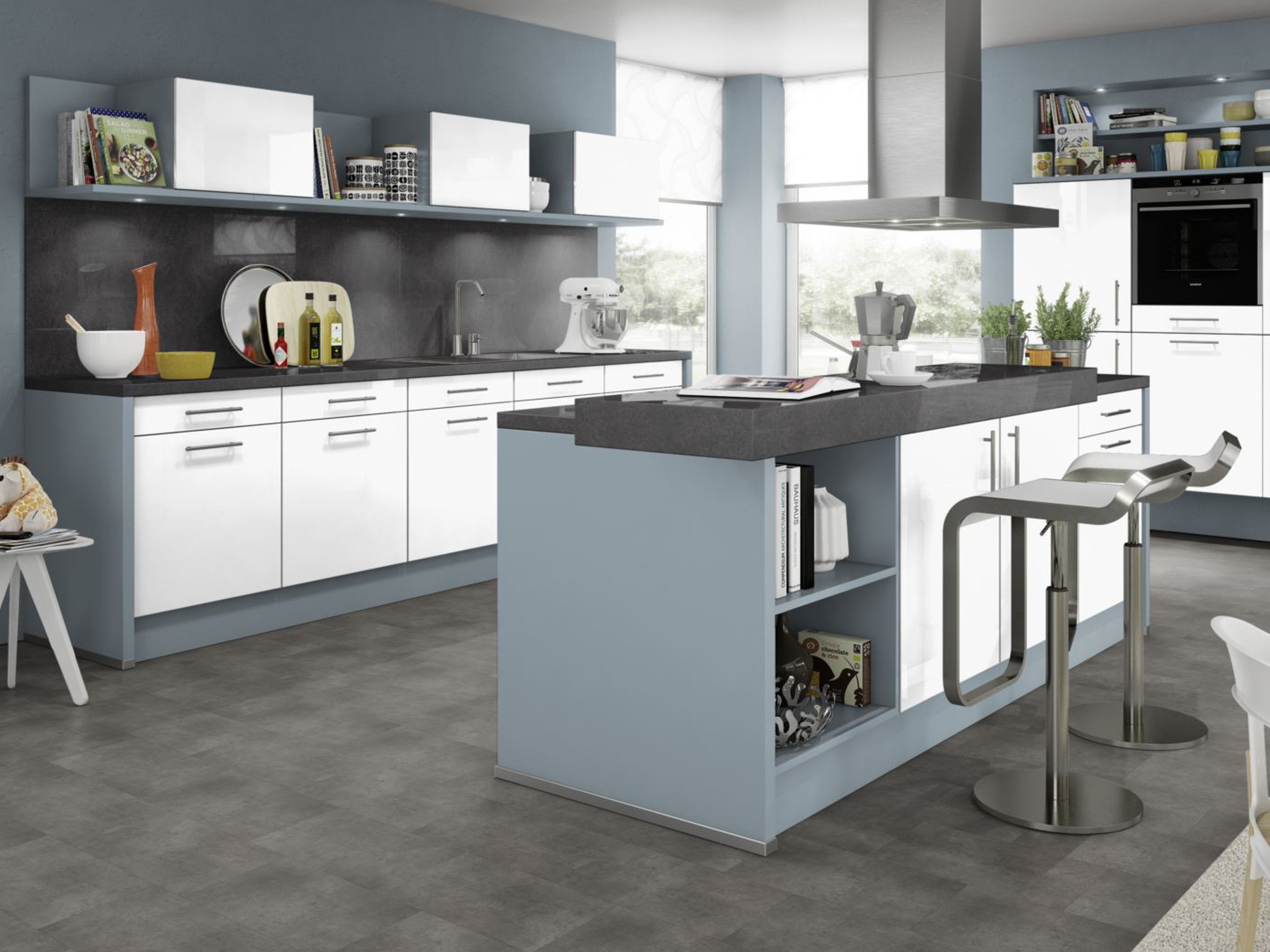 TRECOR® Klick Vinylboden Fliesenoptik - Stone Dark mit V- Fuge 4.2 mm mit 0.3 mm Nutzschicht