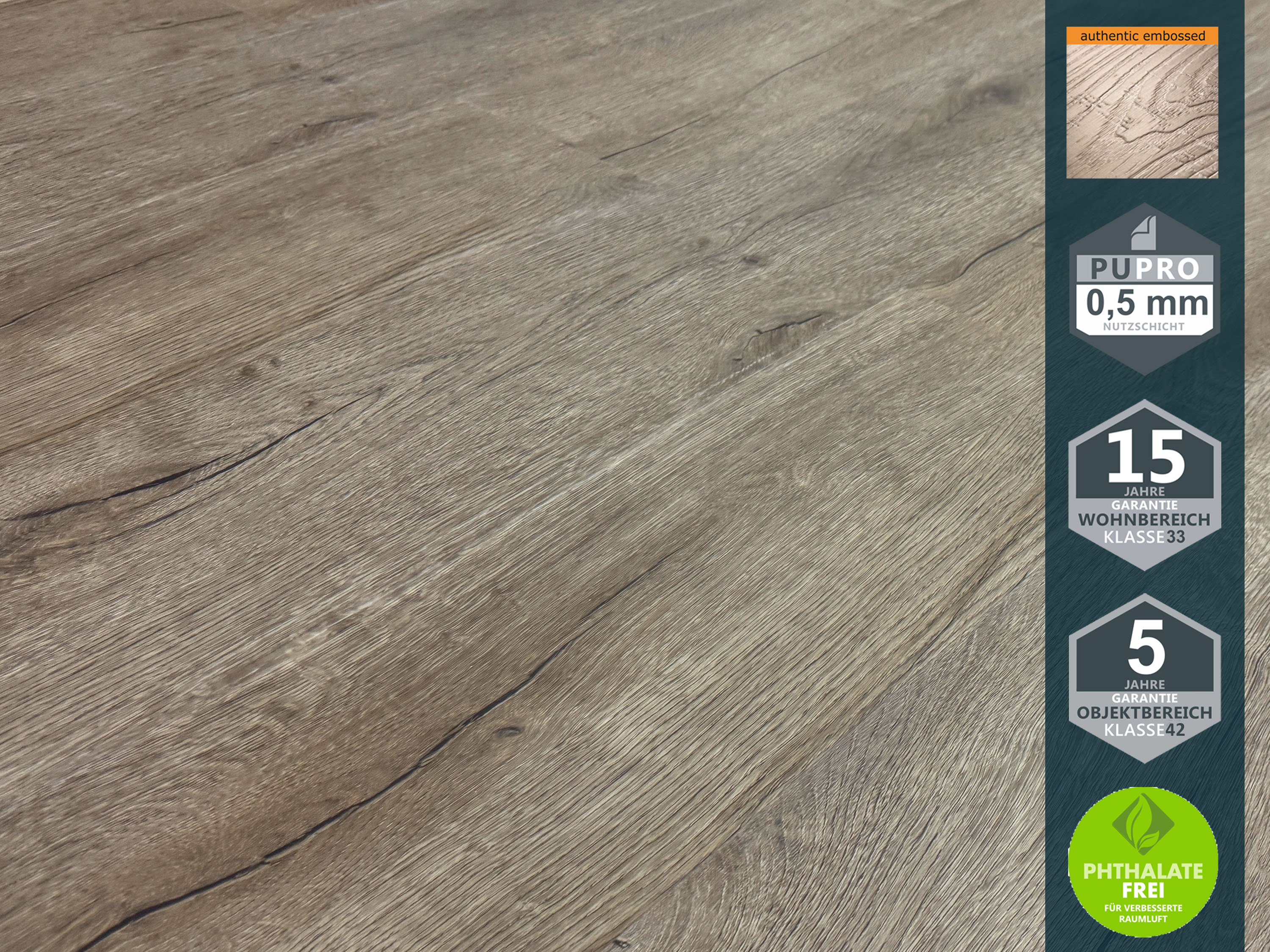 TRECOR® LVT Dryback Klebe Vinylboden Prestige Eiche Grau Landhausdiele - 2,5 mm starker Designboden