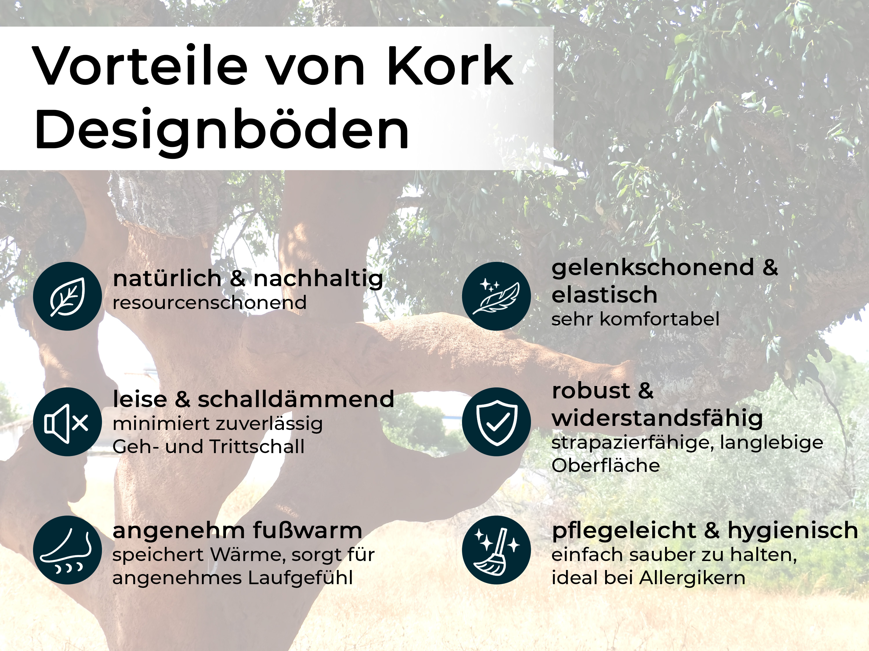 Kork Designboden Wood Basic - Alaska Oak, digitalbedrucktes Korkfurnier