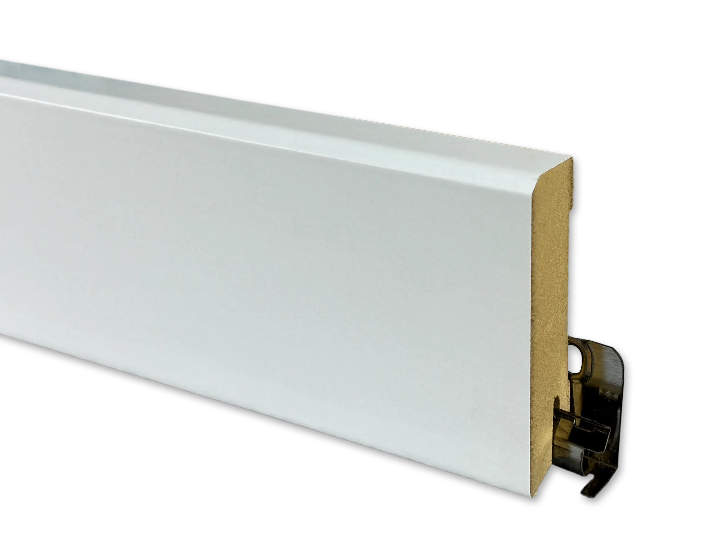 TRECOR® CUBE Sockelleiste, Fußleiste 18 x 70 mm in Weiß RAL 9016 - CLIPSTAR Fräsung