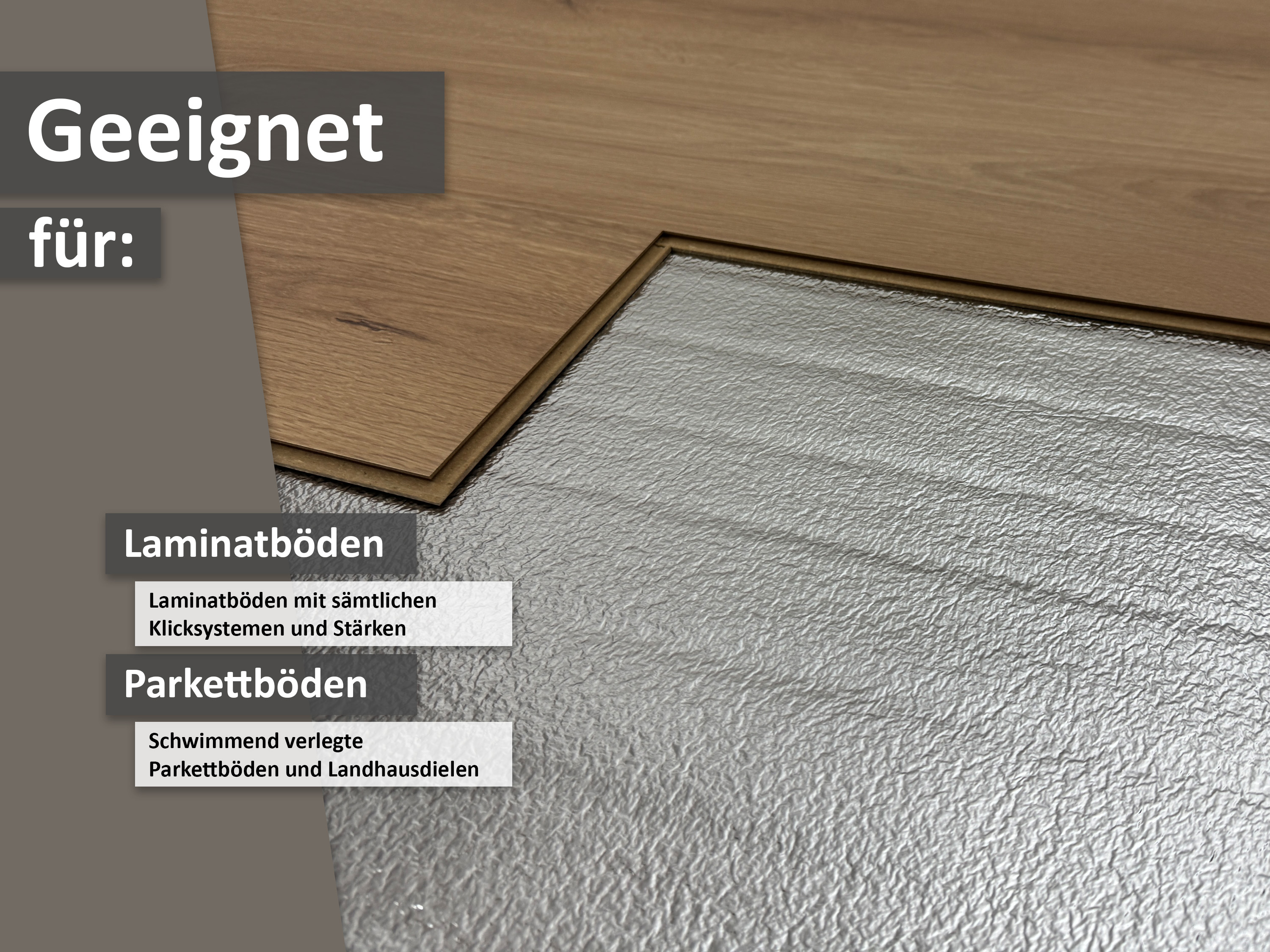 uficell® ALUPLUS PE-Schaum Laminat Verlegeunterlage Trittschalldämmung für Fußbodenheizung 