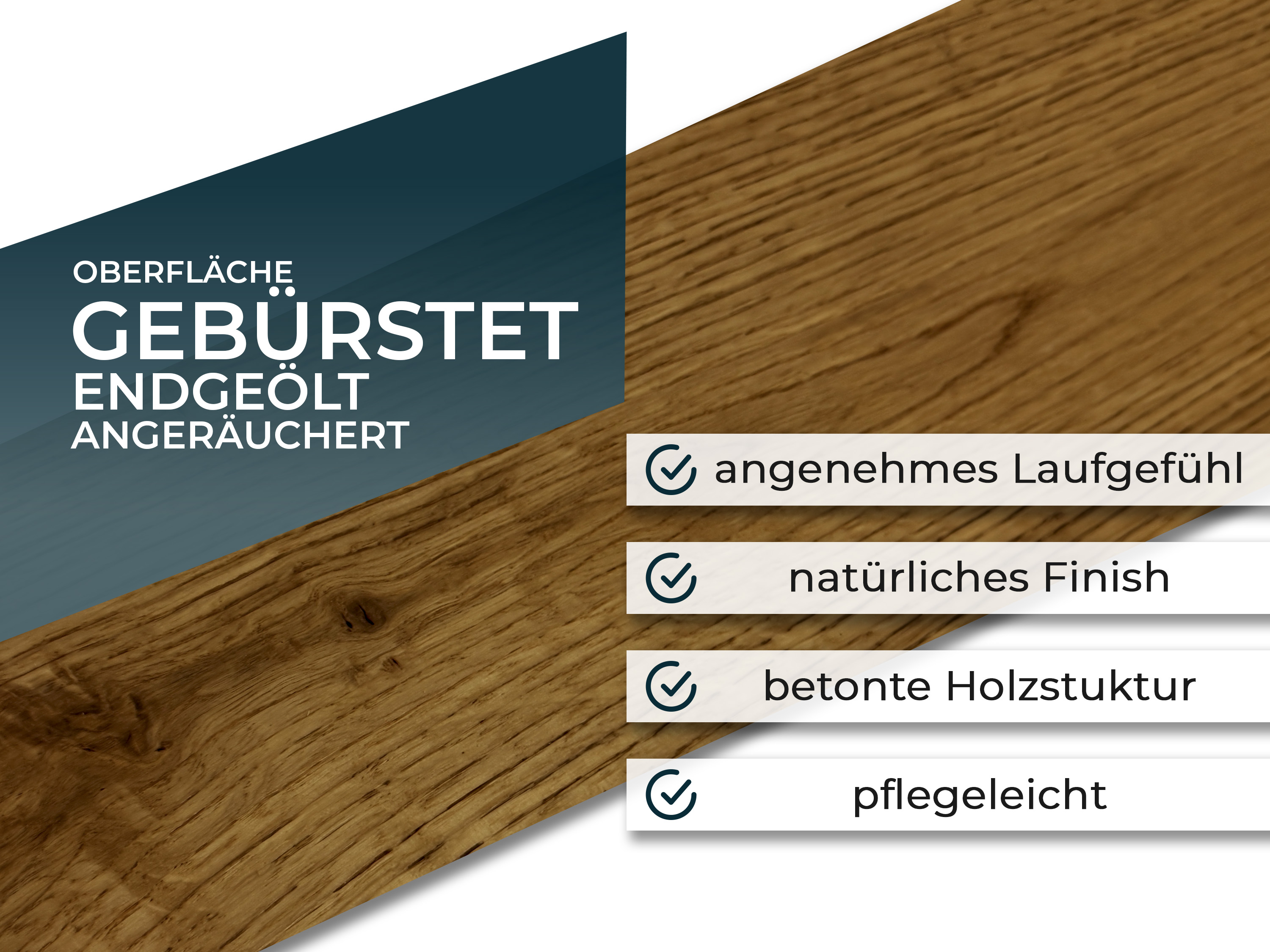 Parkettboden Eiche Rustikal angeräuchert Parkett Landausdiele 3-Schicht 190 mm Breit gebürstet, gefast & endgeölt